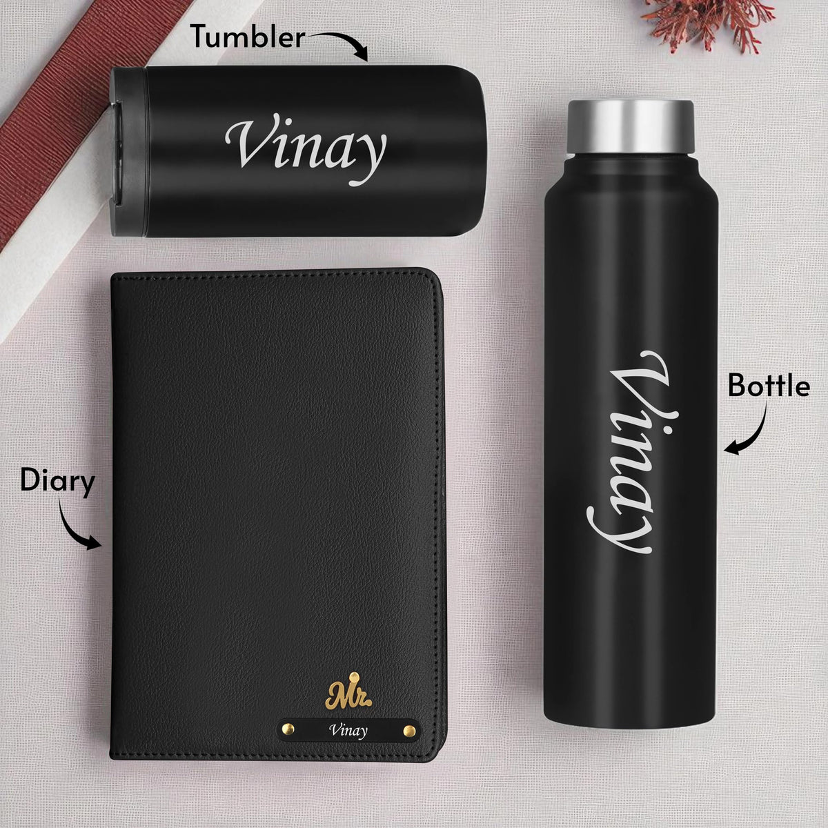 Personalized Diary Bottle & Tumbler Gift Hamper