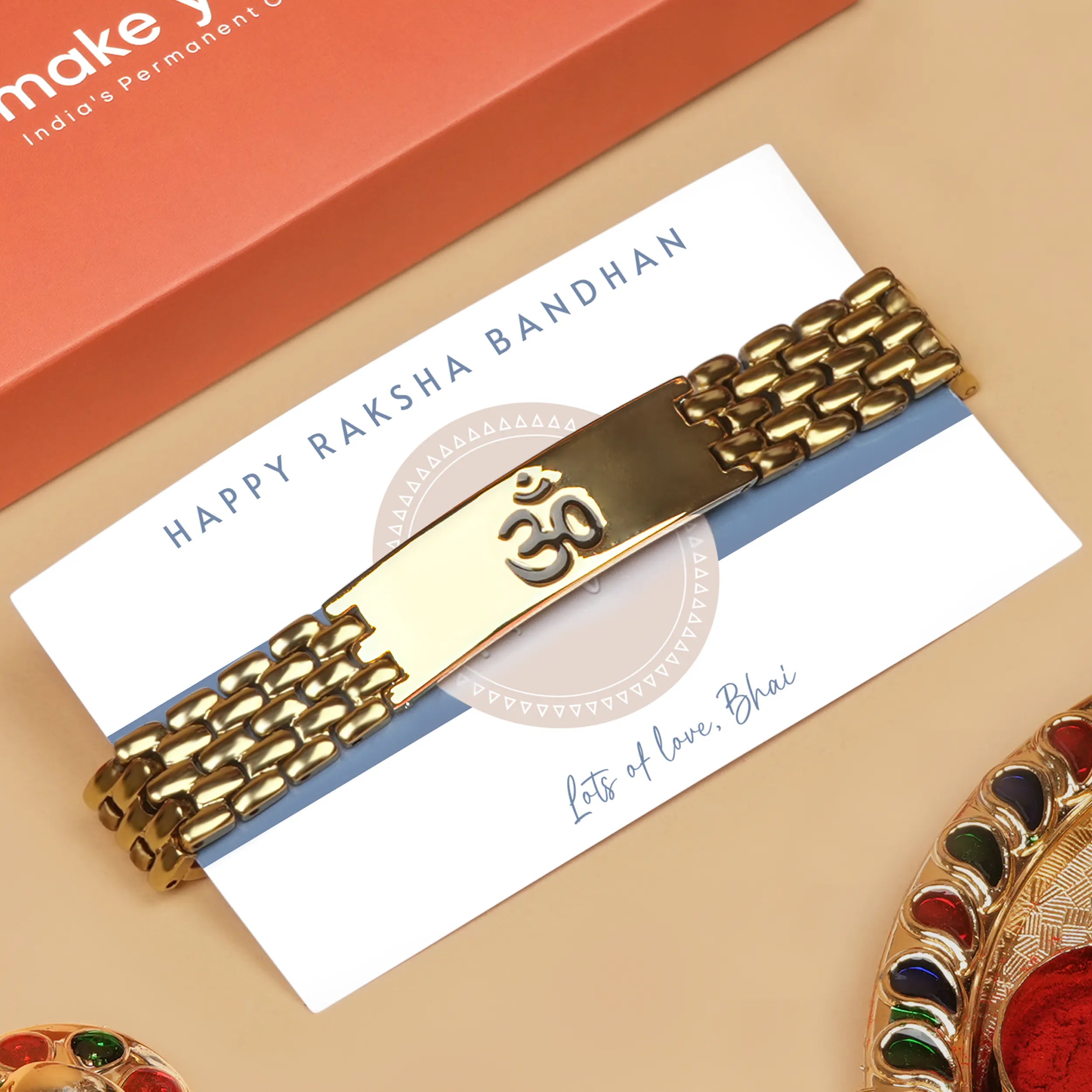 Om Engraved Gold Plated Spiritual Bracelet