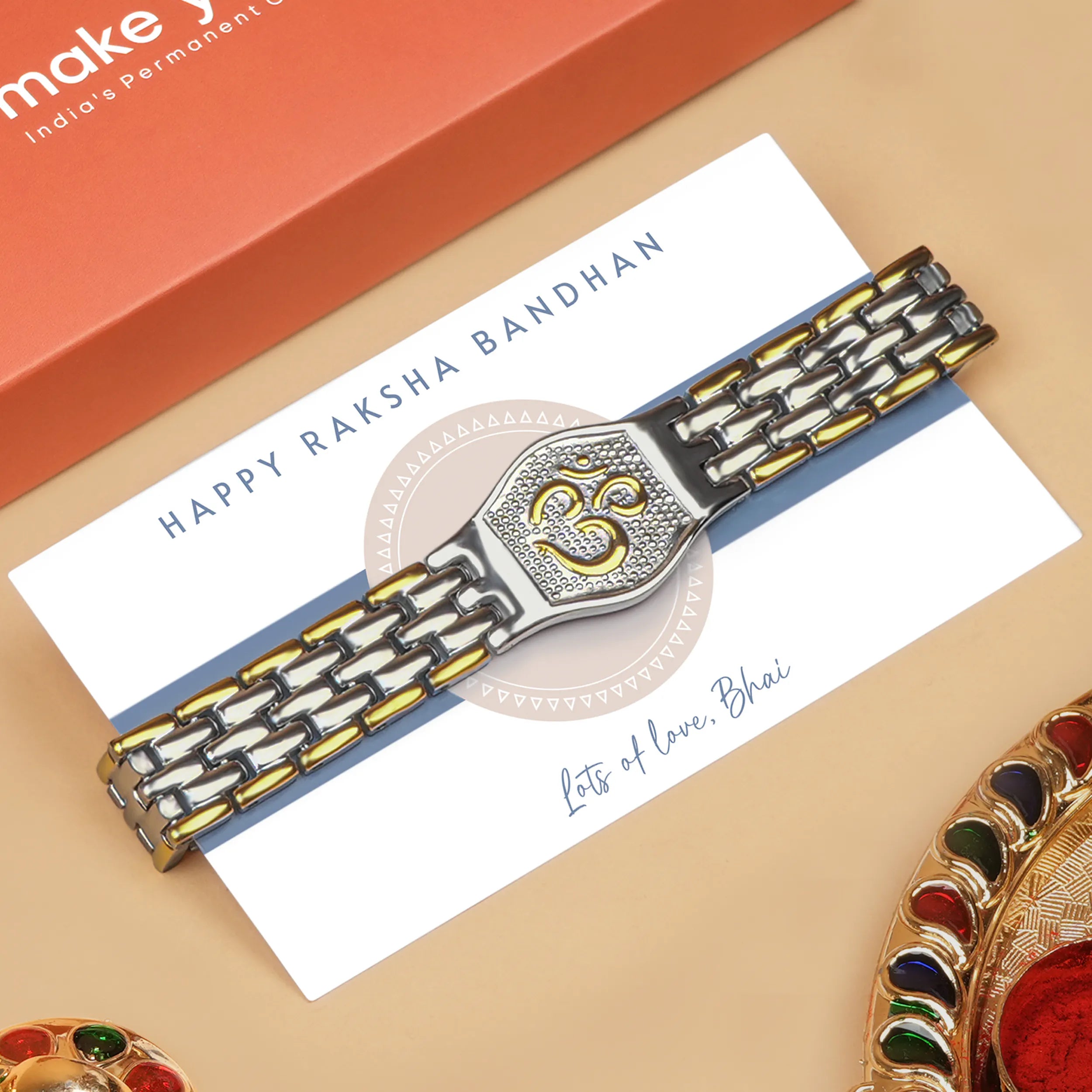 Om Engraved Dual-Color Spiritual Bracelet