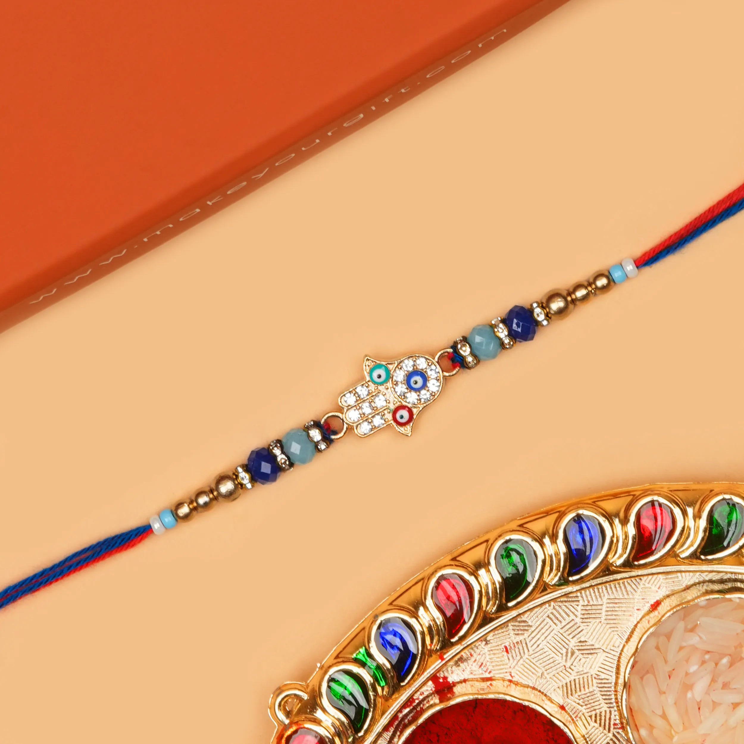 Handcrafted Hamsa Hand Evil Eye Designer Rakhi