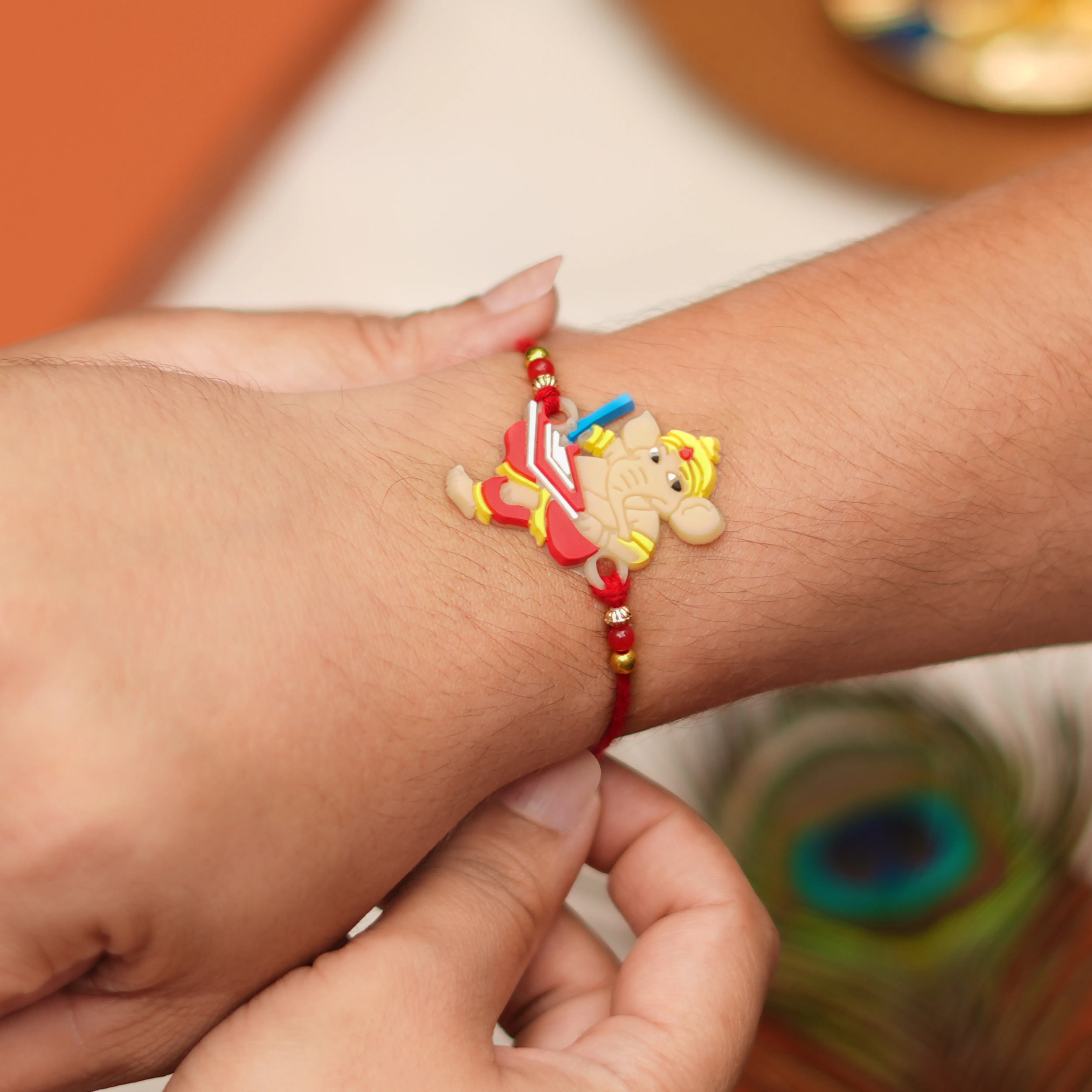 Handcrafted My Friend Ganesha Kids Rakhi With Roli Chawal Thali