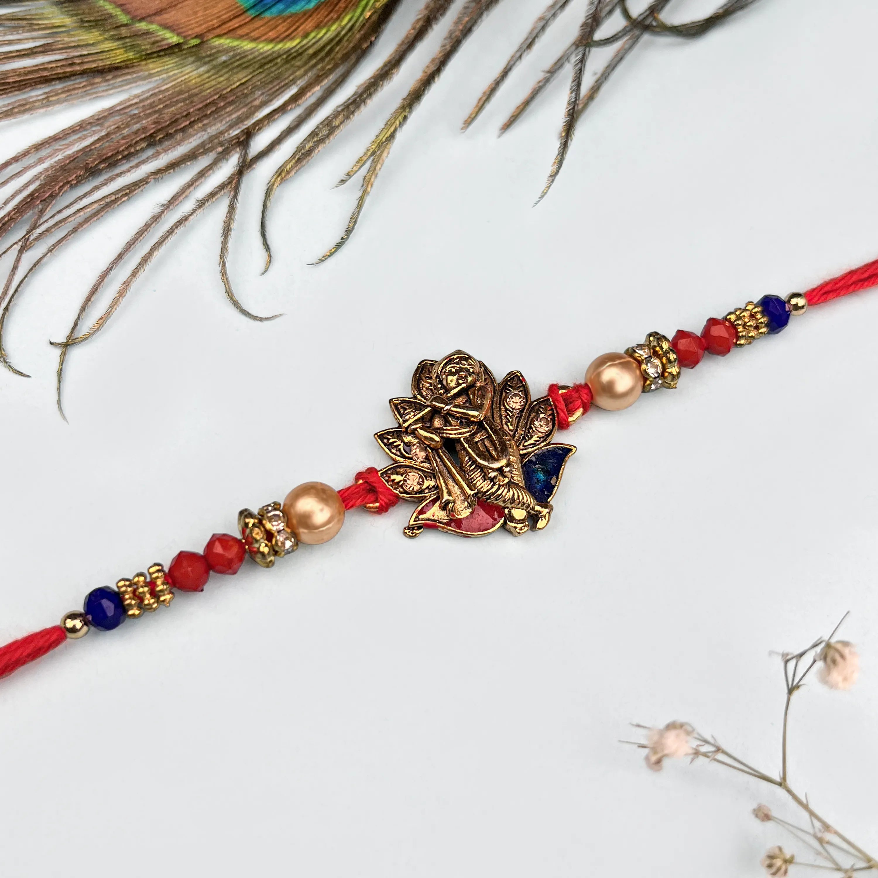 Handcrafted Shree Krishna Divine Beads Rakhi