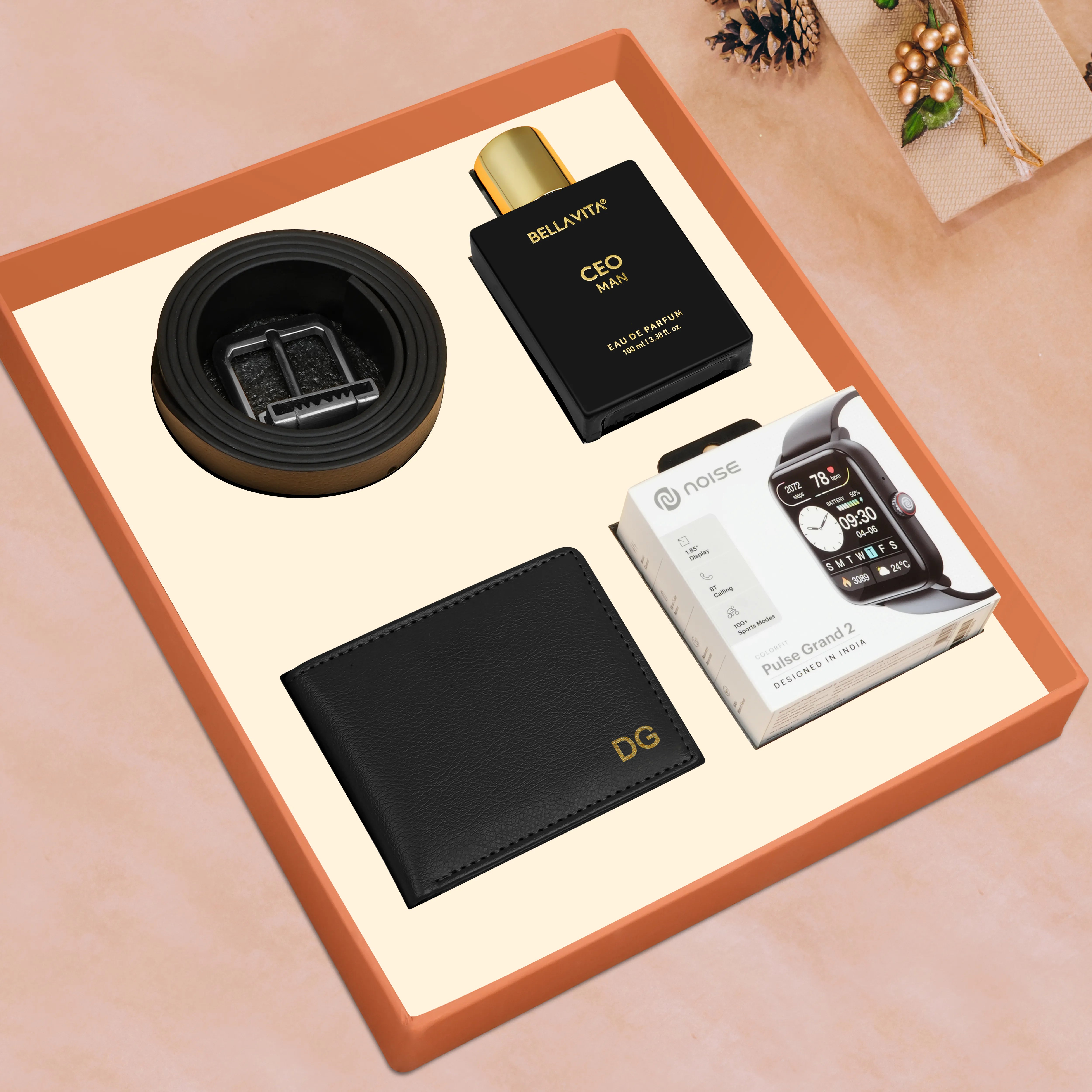 Wallet Belt Perfume And Smartwatch Gift Hamper