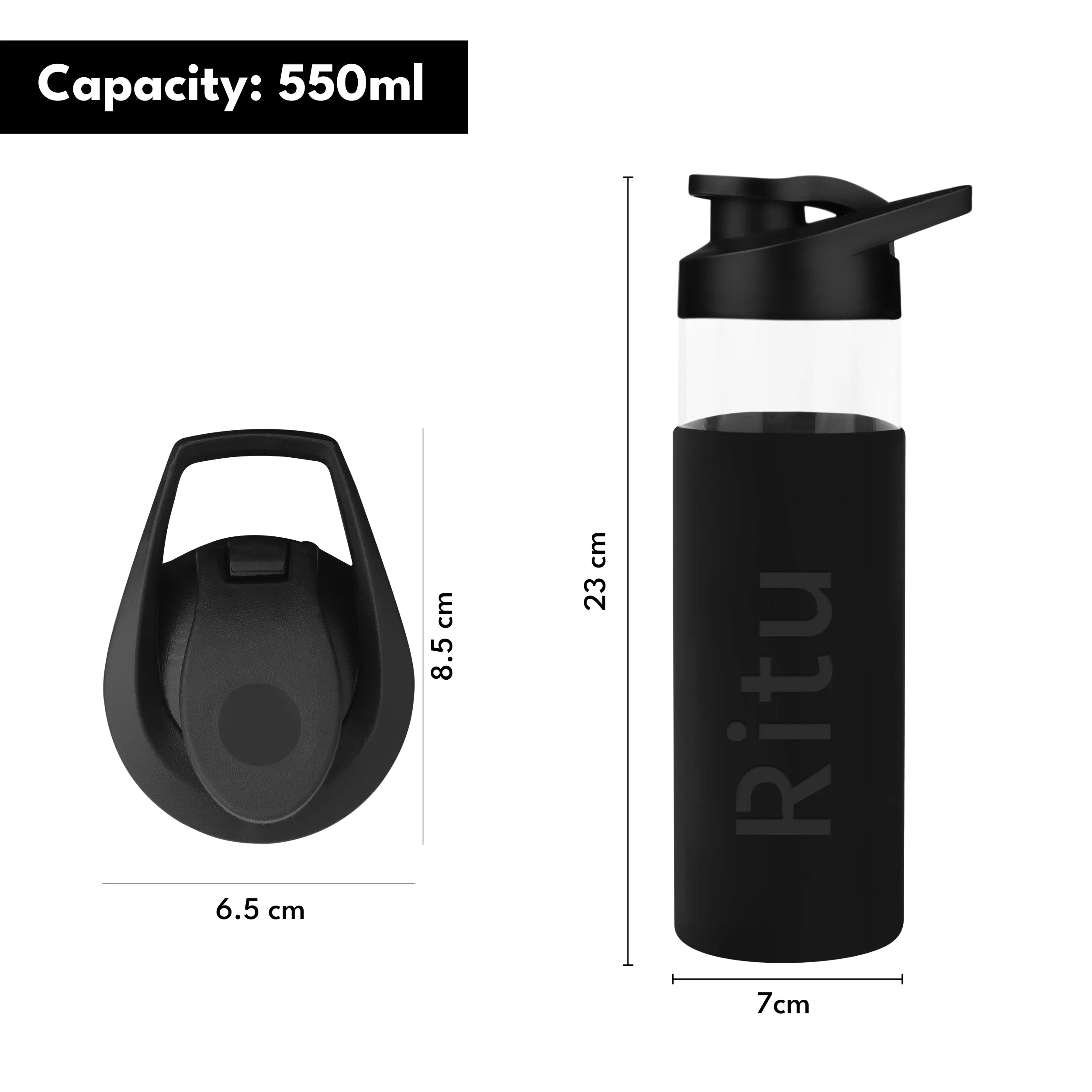 Personalized Pure Wrap Borosilicate Sipper Bottle - 550ML