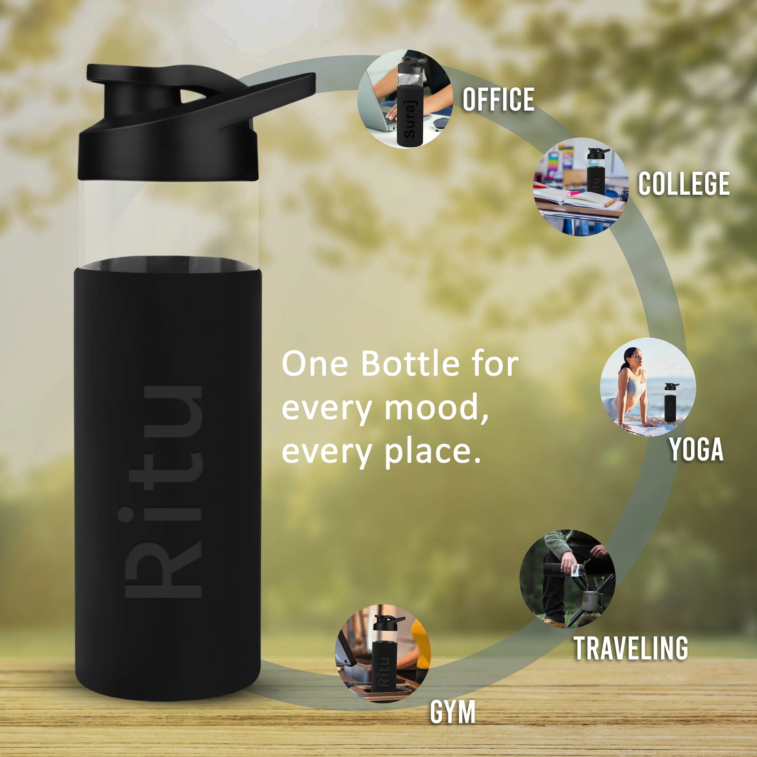 Personalized Pure Wrap Borosilicate Sipper Bottle - 550ML