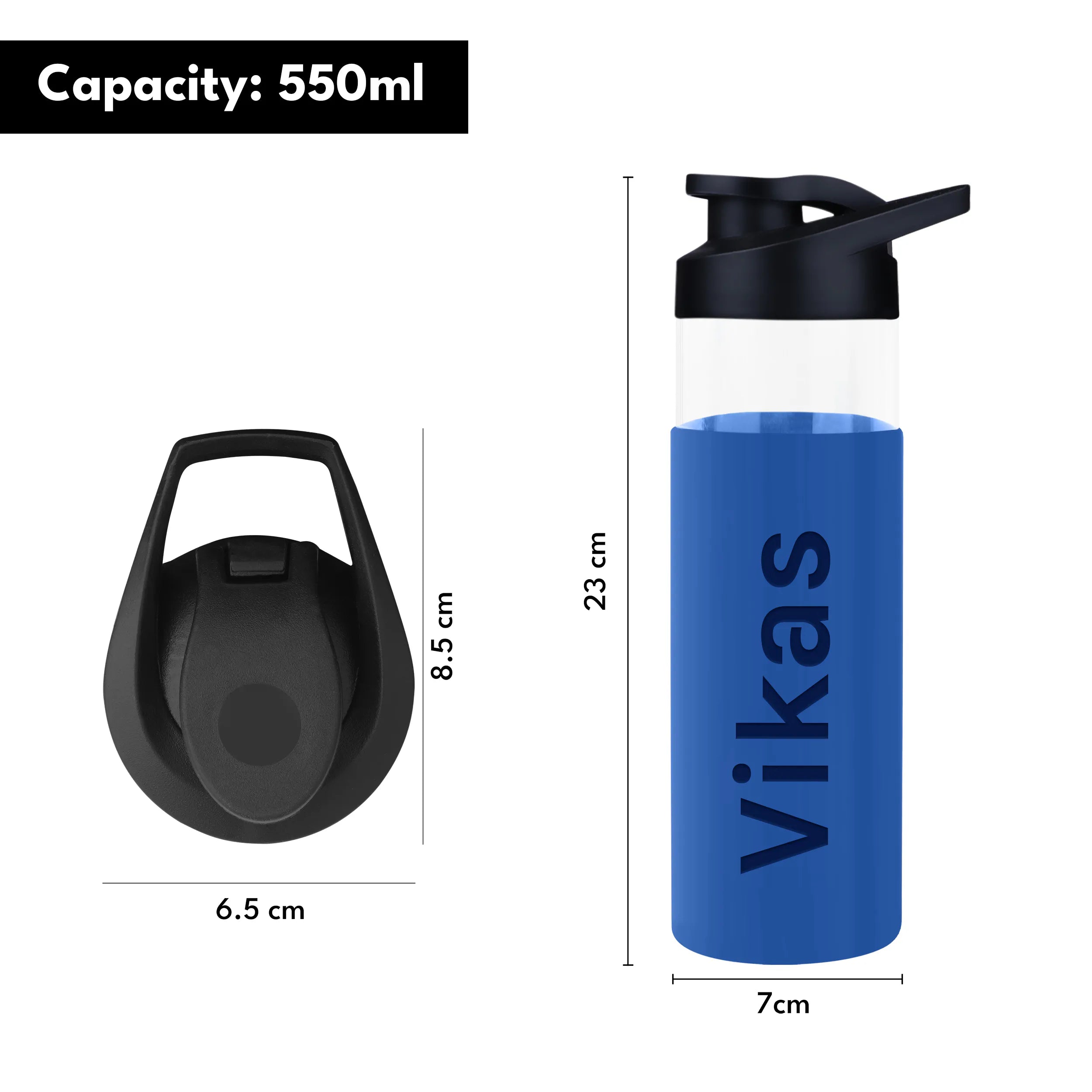 Personalized Pure Wrap Borosilicate Sipper Bottle - 550ML