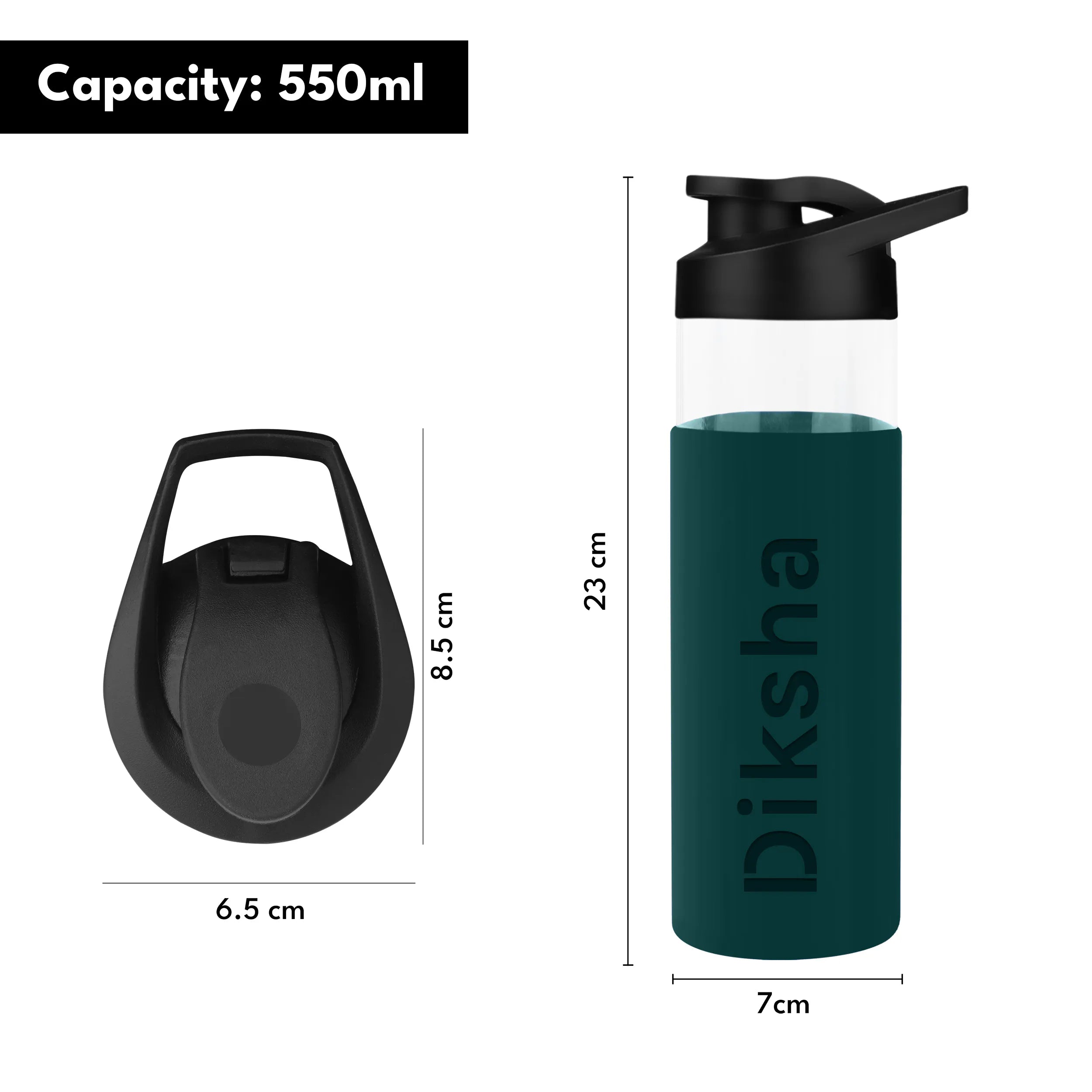 Personalized Pure Wrap Borosilicate Sipper Bottle - 550ML