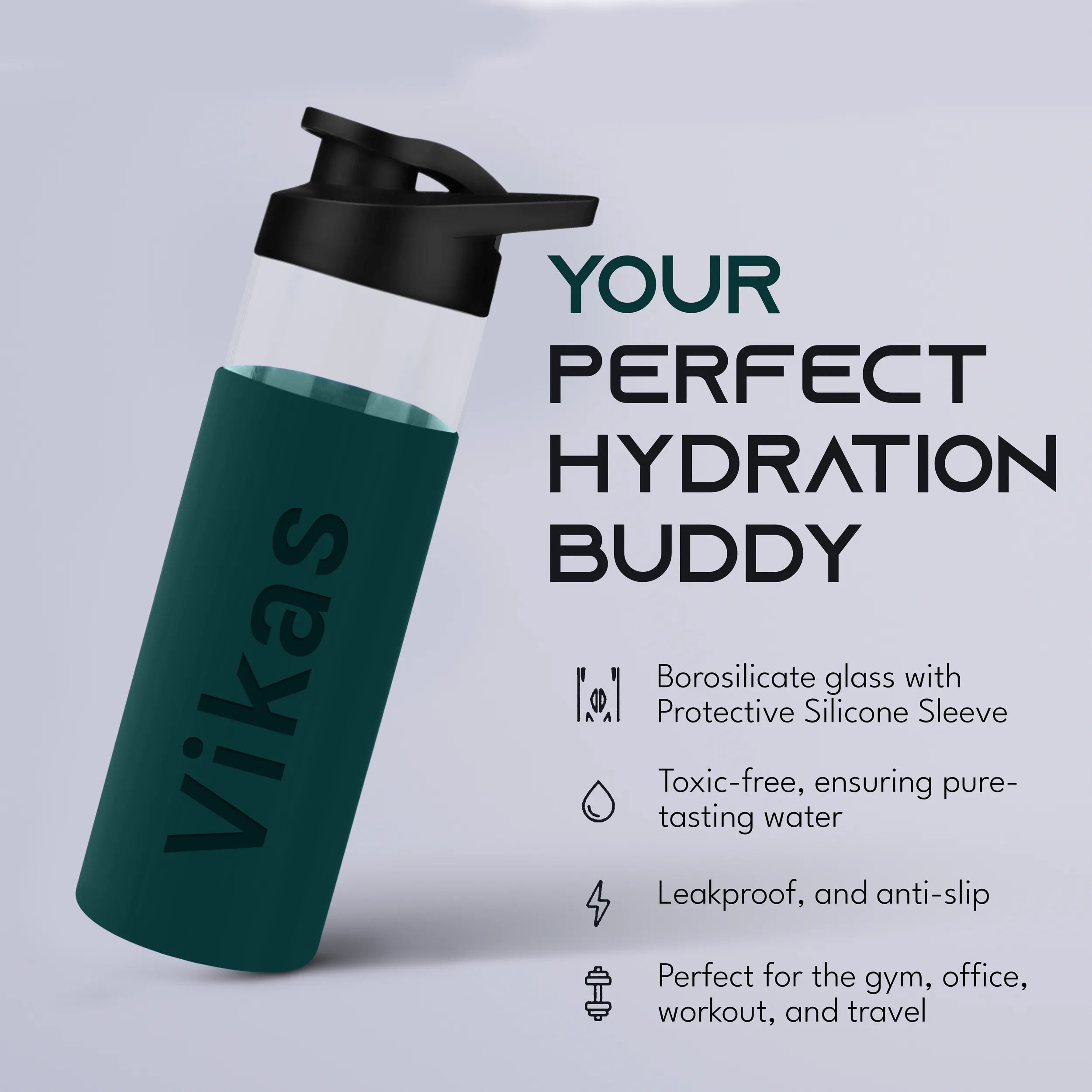 Personalized Pure Wrap Borosilicate Sipper Bottle - 550ML
