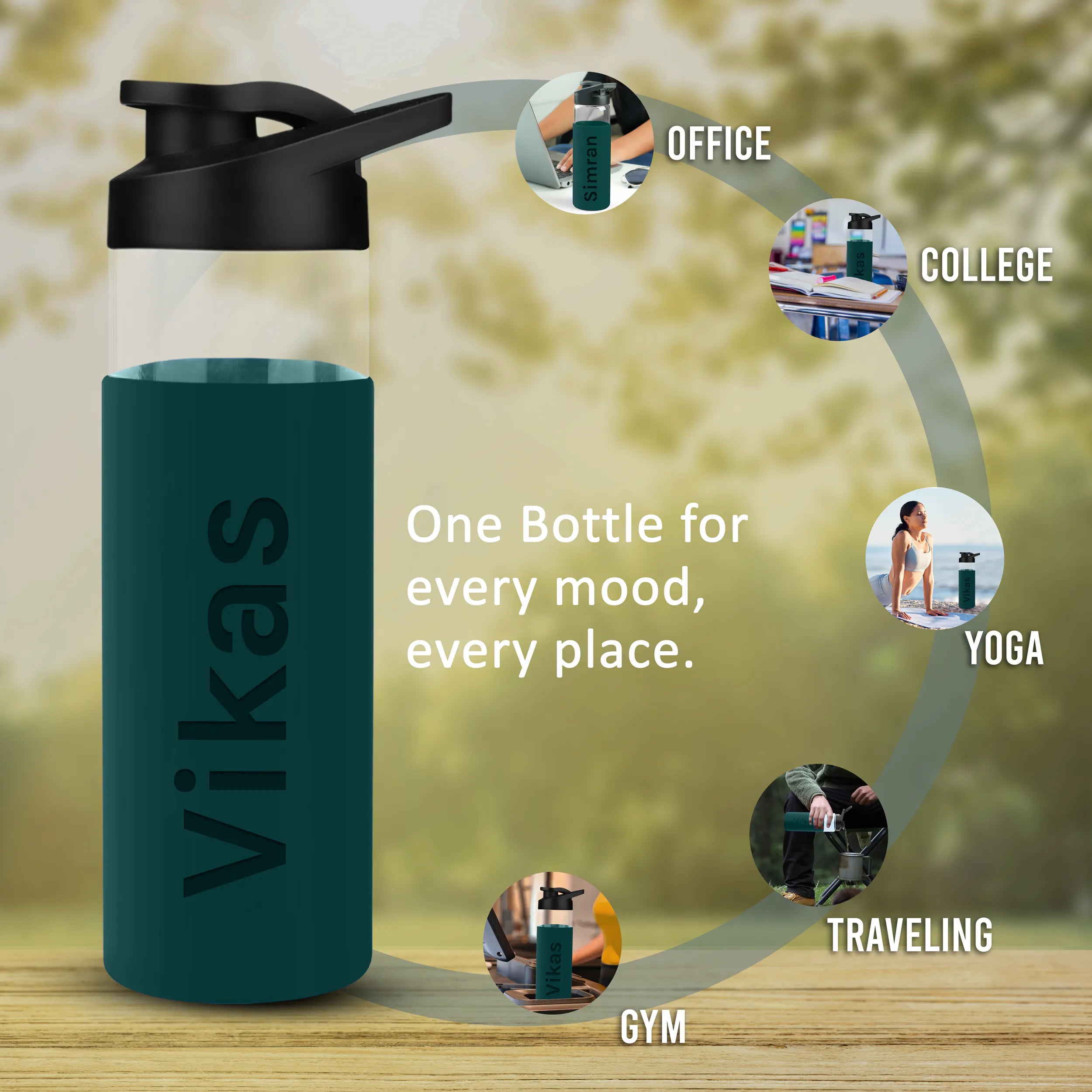 Personalized Pure Wrap Borosilicate Sipper Bottle - 550ML