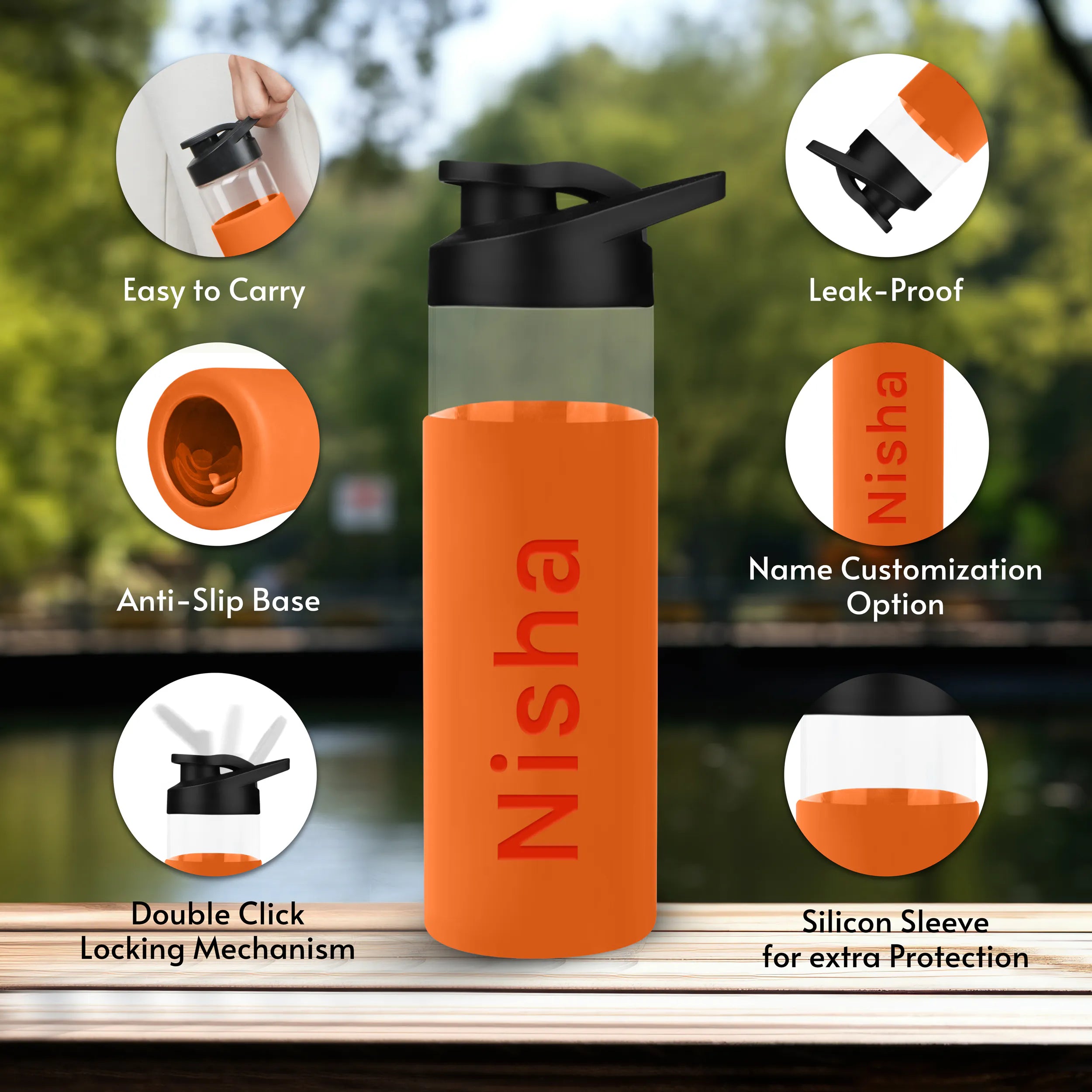 Personalized Pure Wrap Borosilicate Sipper Bottle - 550ML