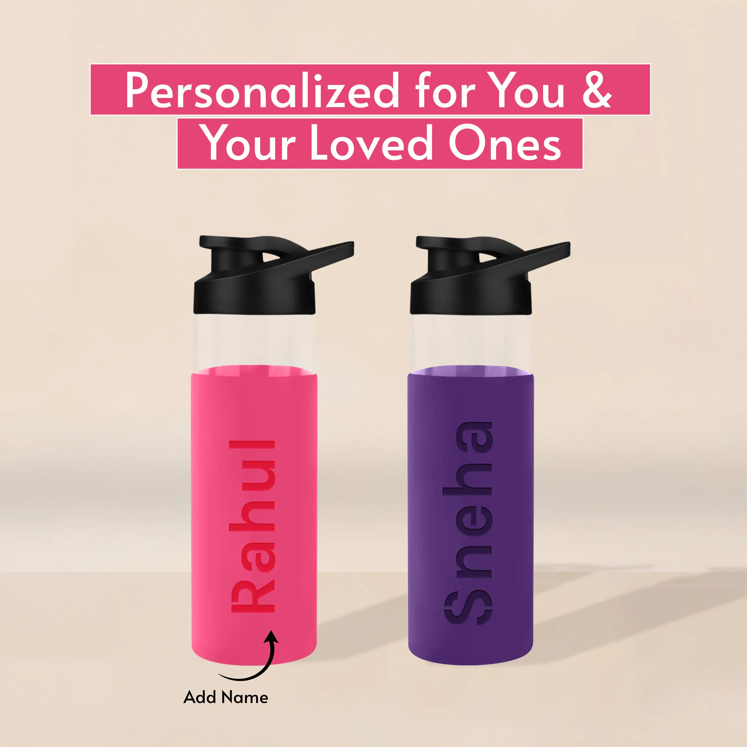 Personalized Pure Wrap Borosilicate Sipper Bottle - 550ML