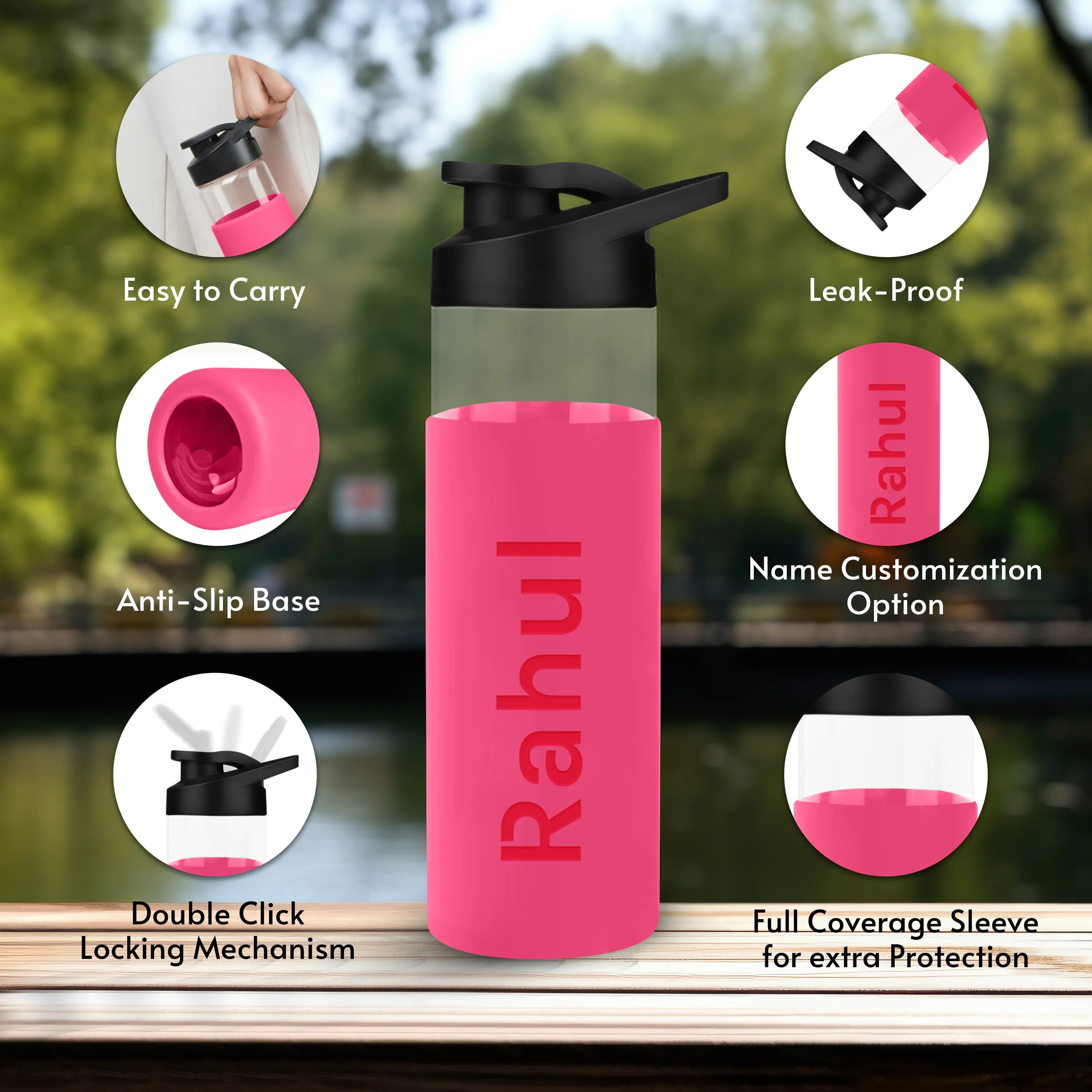 Personalized Pure Wrap Borosilicate Sipper Bottle - 550ML