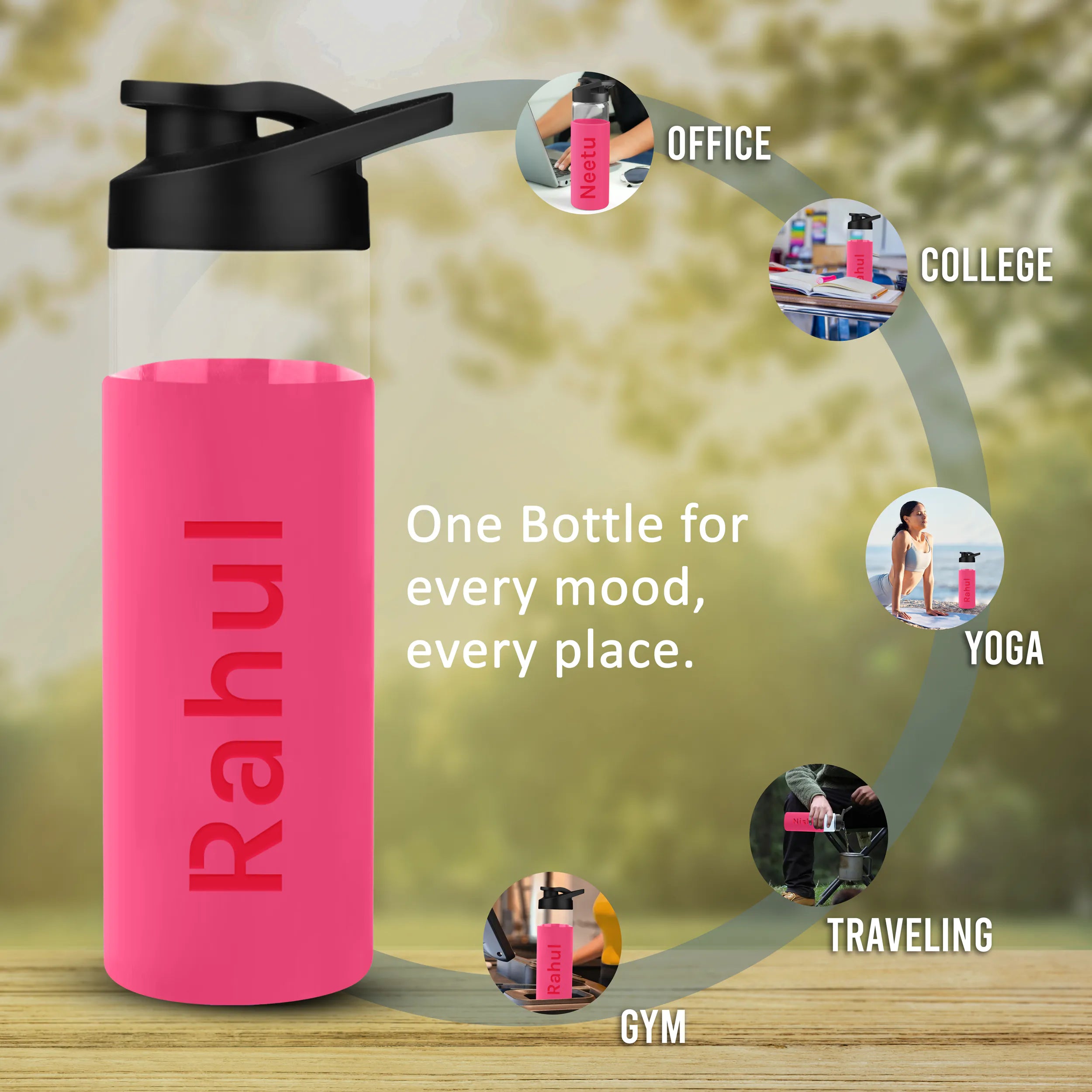 Personalized Pure Wrap Borosilicate Sipper Bottle - 550ML