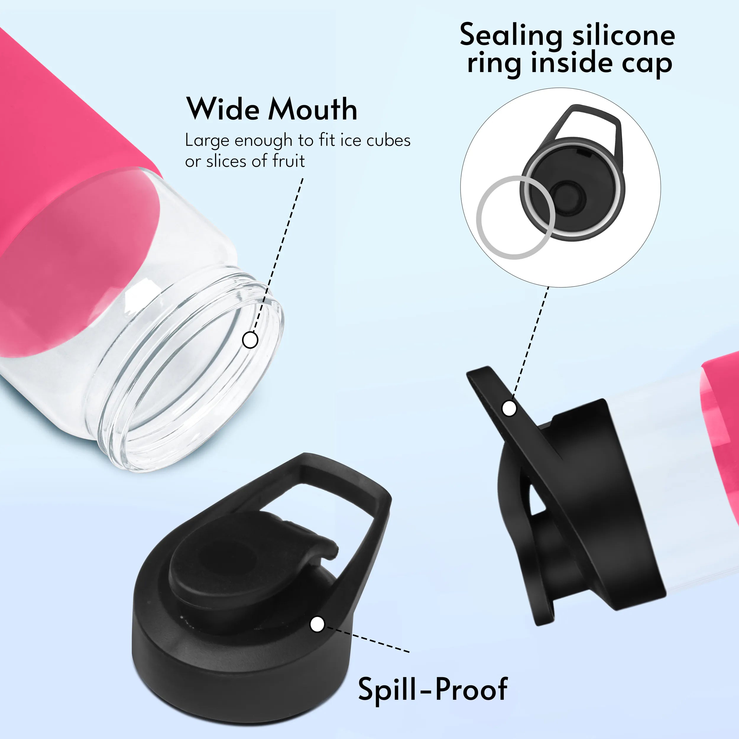 Personalized Pure Wrap Borosilicate Sipper Bottle - 550ML