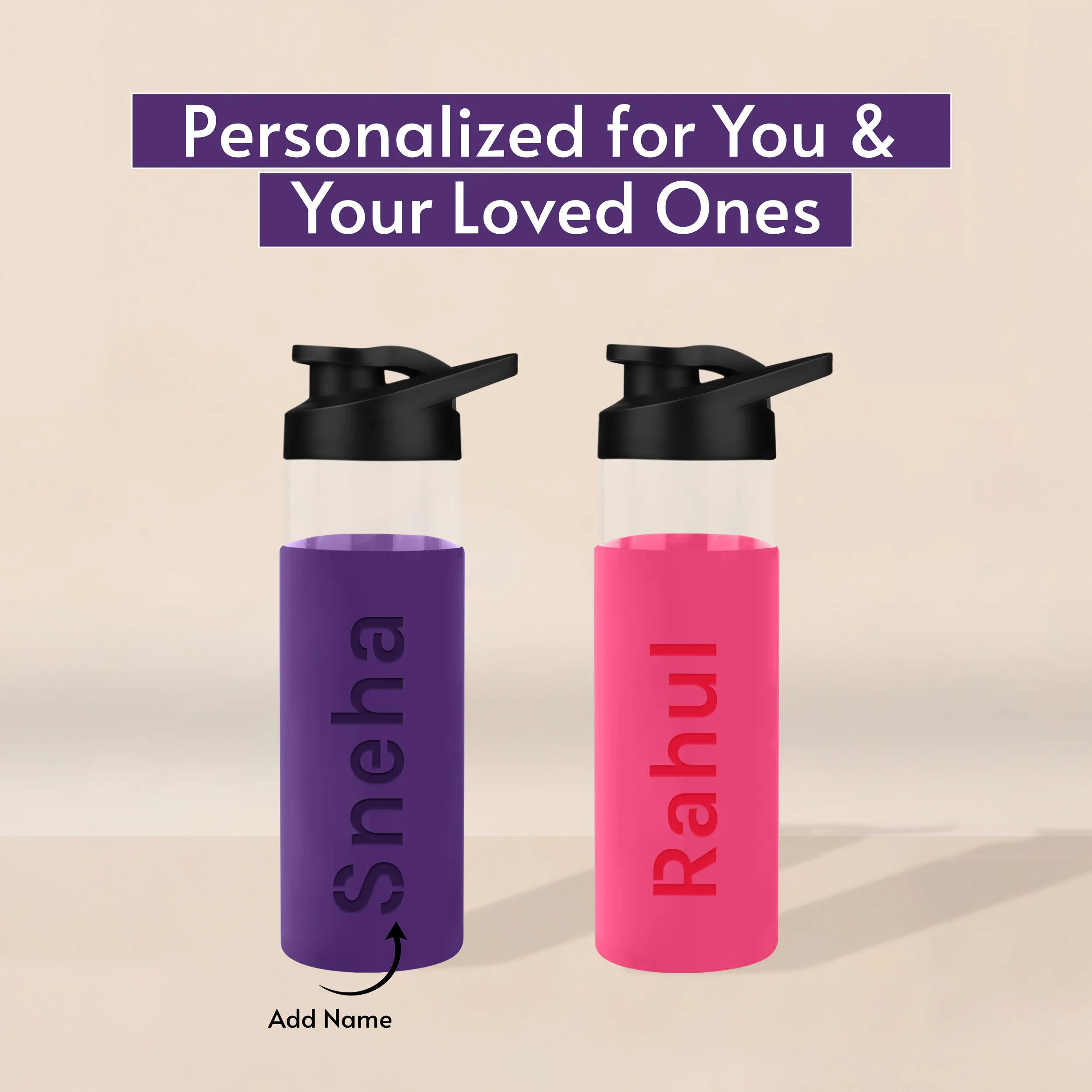 Personalized Pure Wrap Borosilicate Sipper Bottle - 550ML