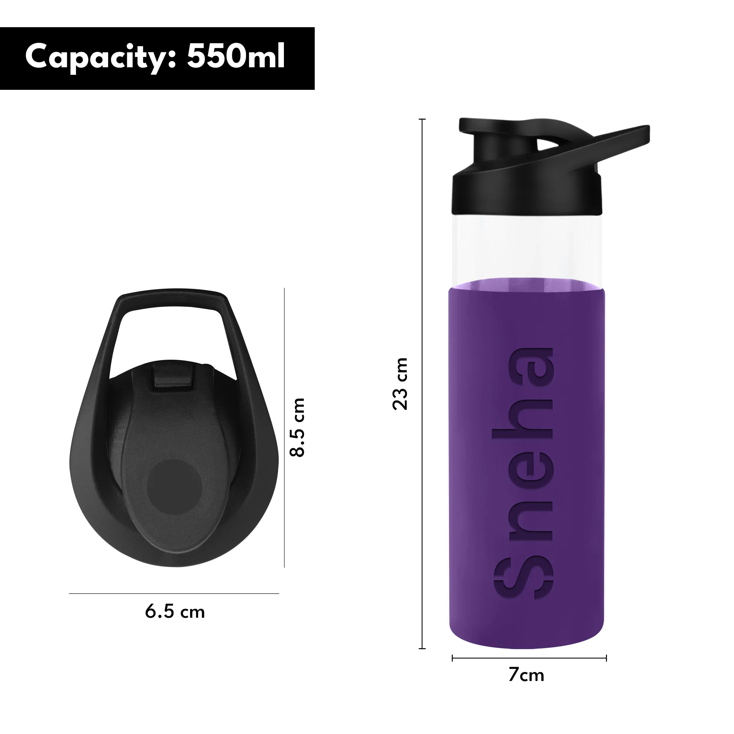 Personalized Pure Wrap Borosilicate Sipper Bottle - 550ML
