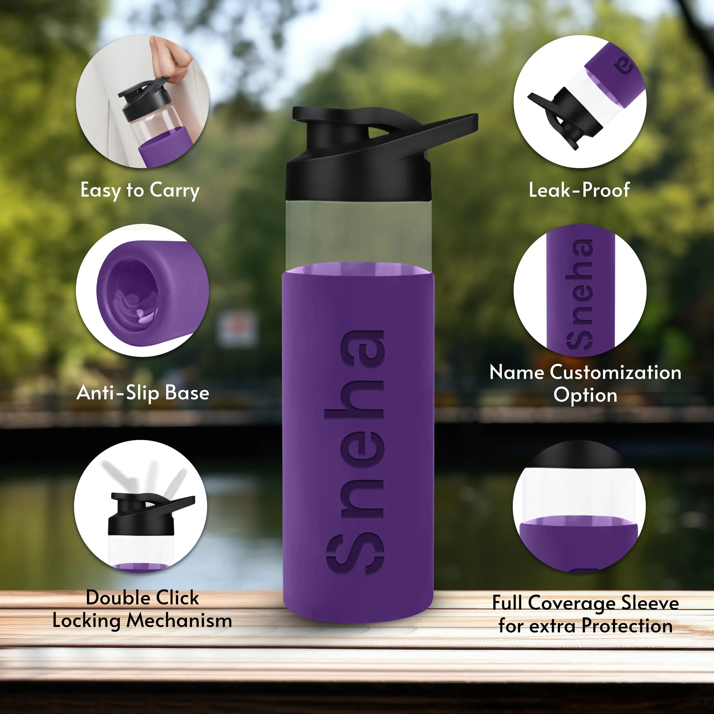 Personalized Pure Wrap Borosilicate Sipper Bottle - 550ML