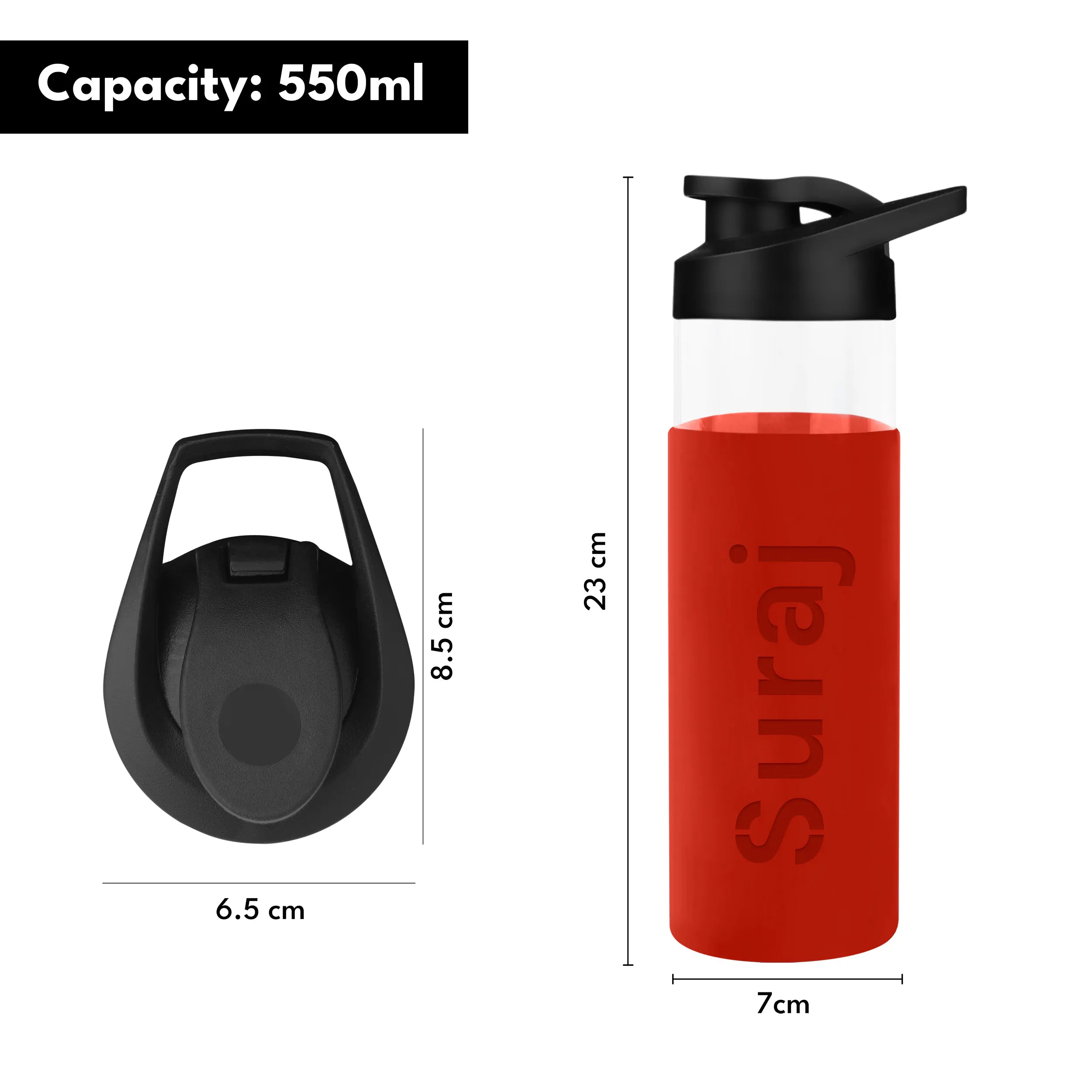 Personalized Pure Wrap Borosilicate Sipper Bottle - 550ML