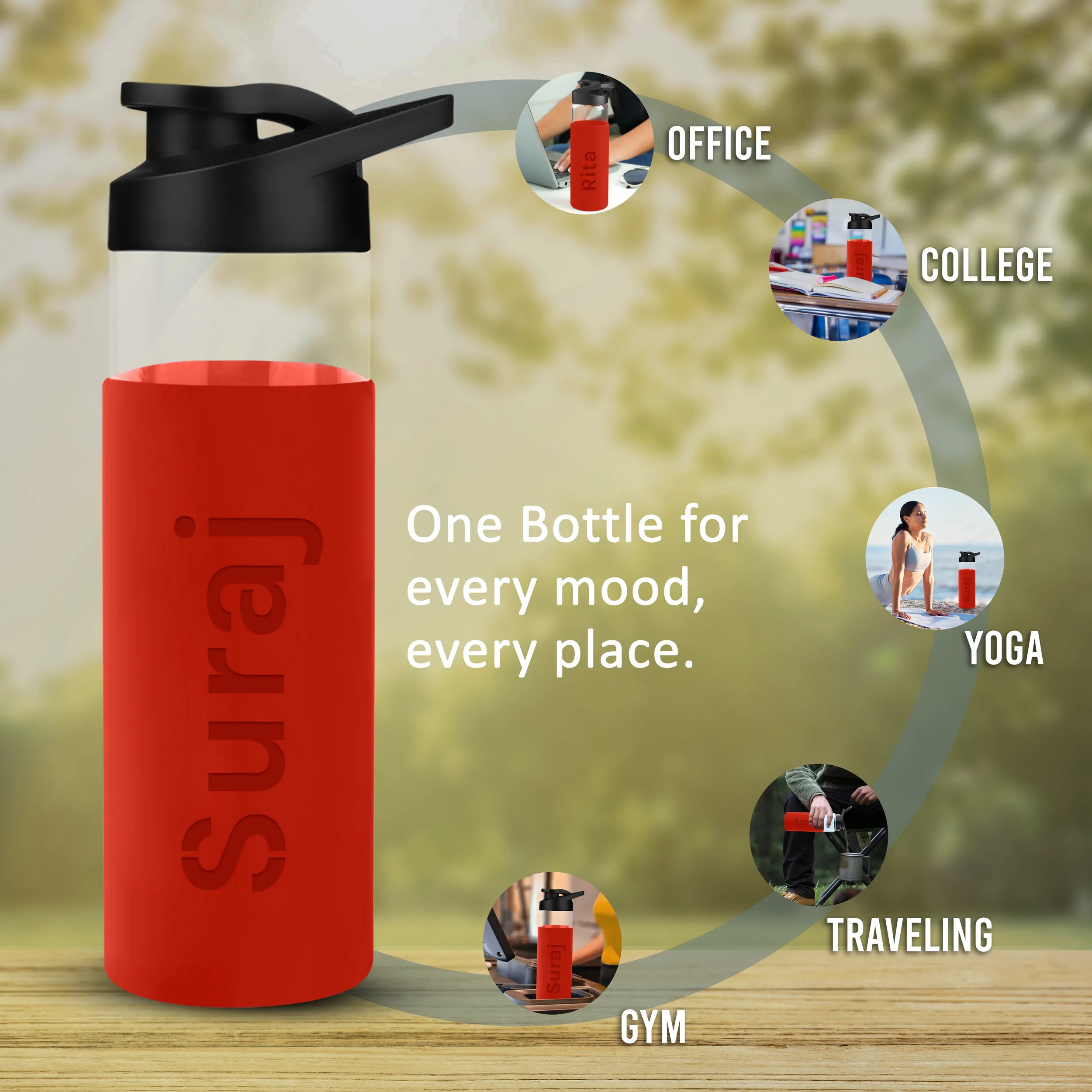 Personalized Pure Wrap Borosilicate Sipper Bottle - 550ML