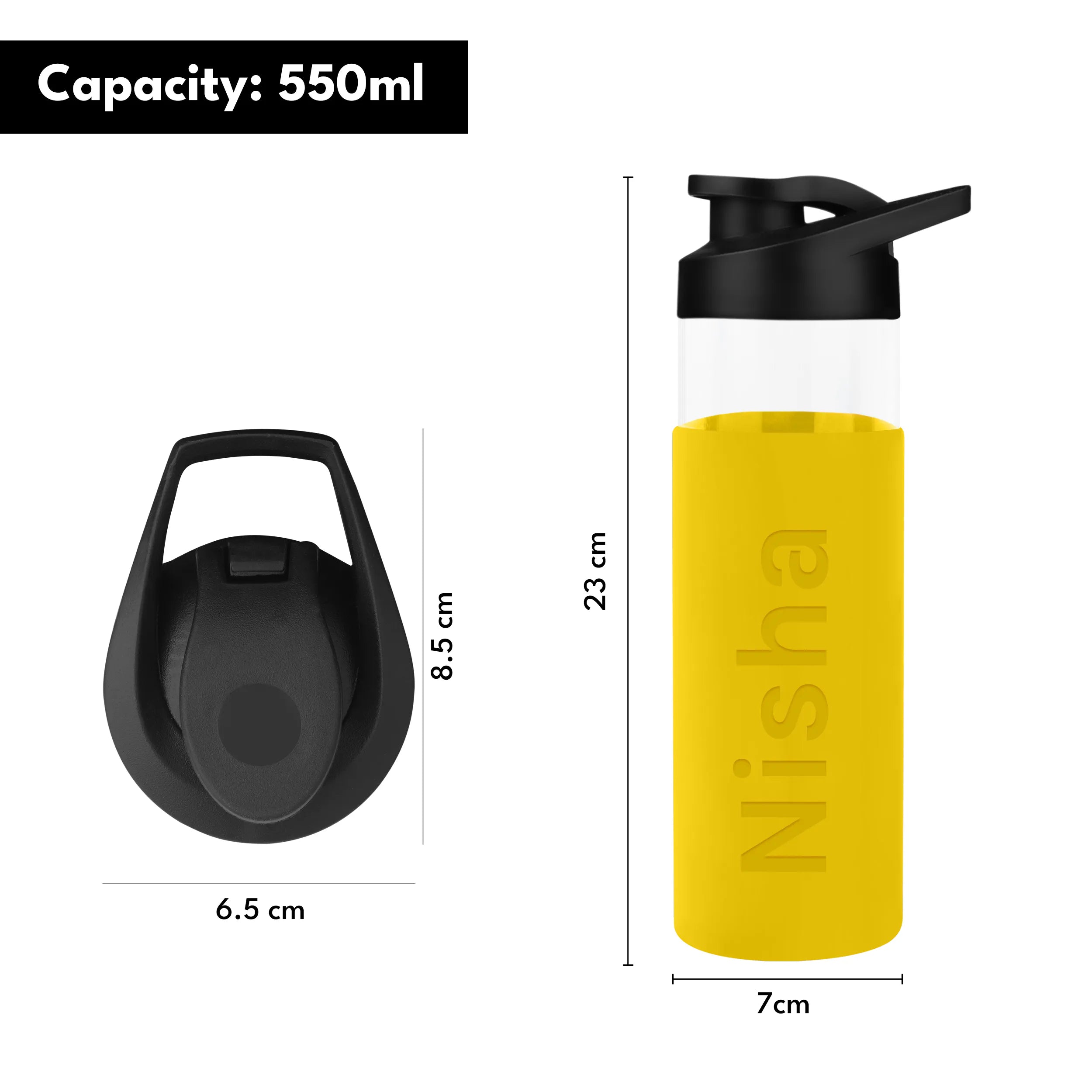 Personalized Pure Wrap Borosilicate Sipper Bottle - 550ML