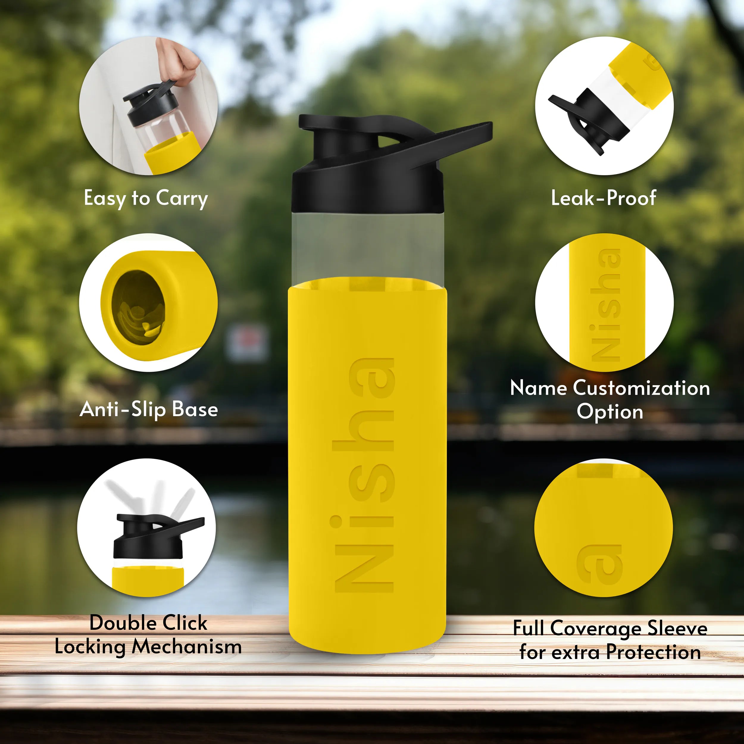 Personalized Pure Wrap Borosilicate Sipper Bottle - 550ML