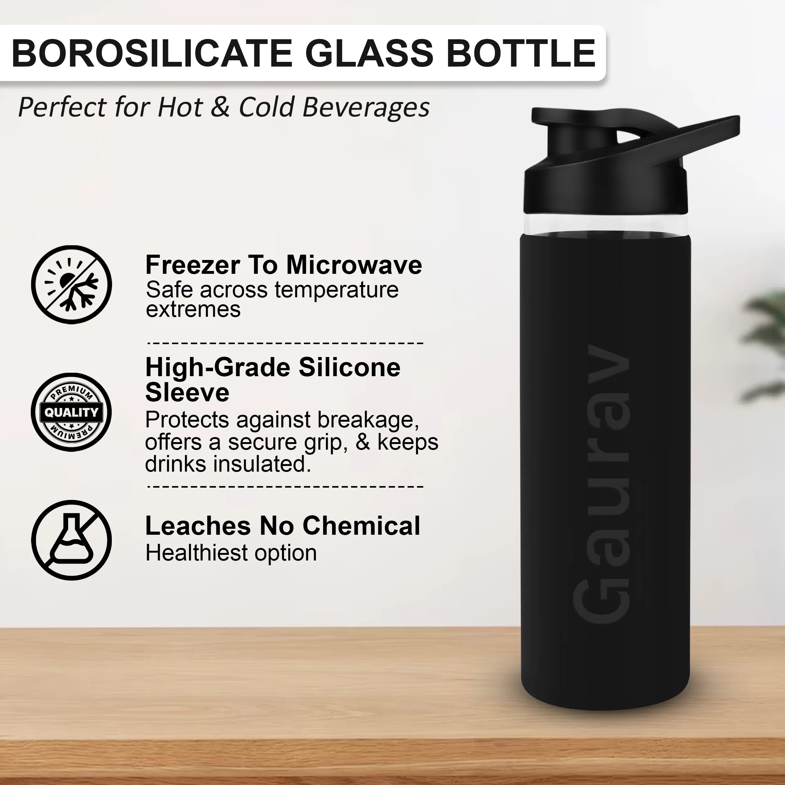 Personalized Pure Wrap Borosilicate Sipper Bottle - 750ML