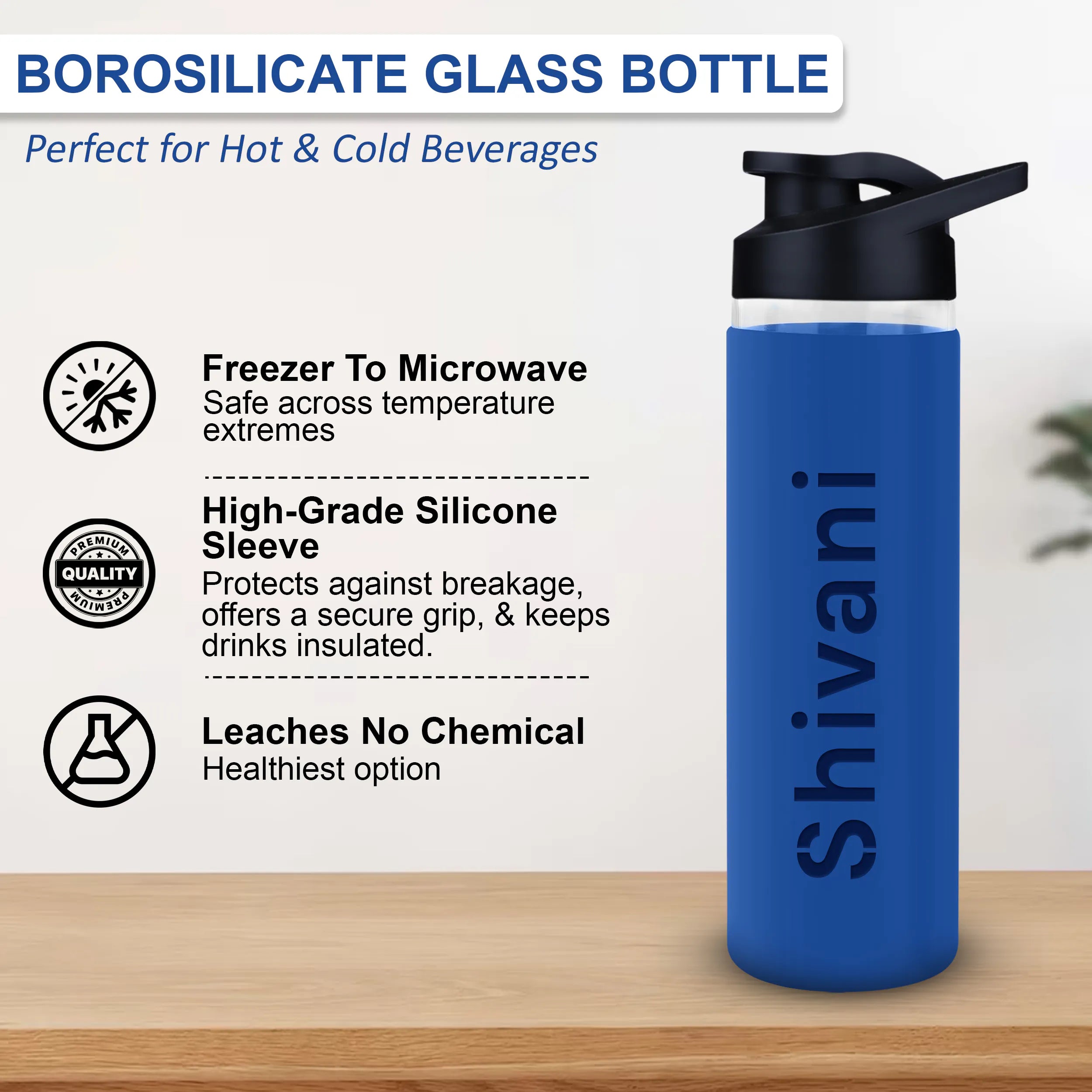 Personalized Pure Wrap Borosilicate Sipper Bottle - 750ML