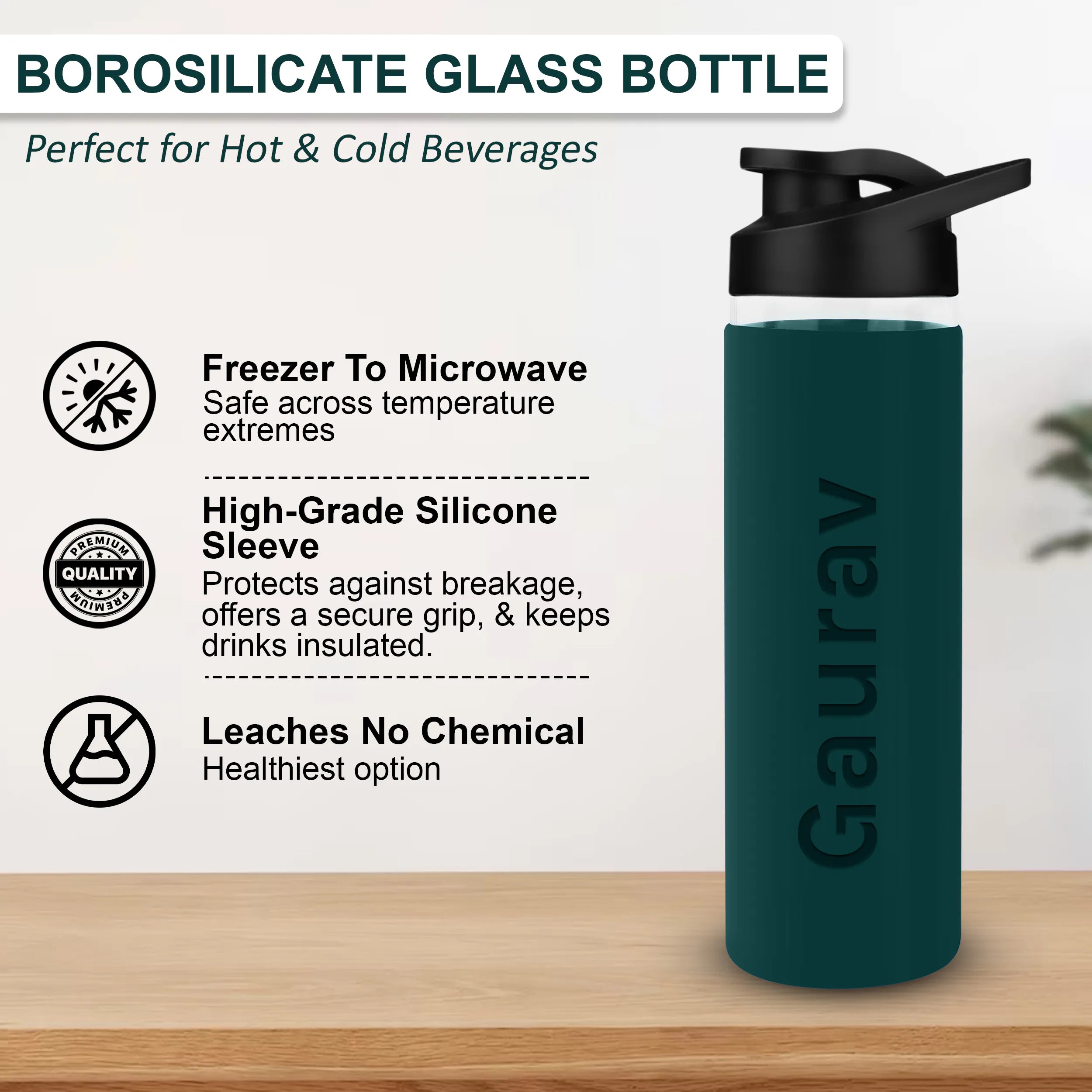 Personalized Pure Wrap Borosilicate Sipper Bottle - 750ML