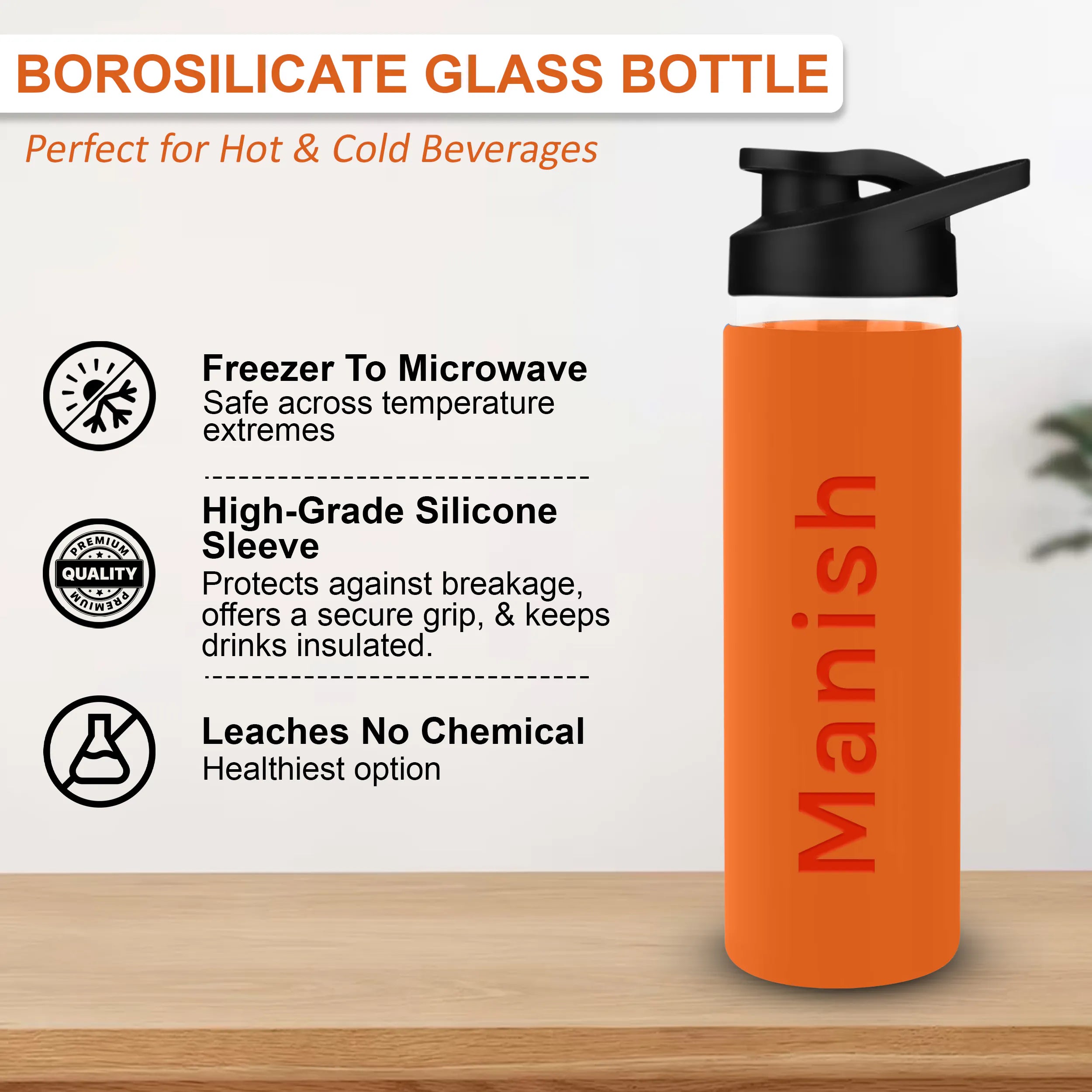 Personalized Pure Wrap Borosilicate Sipper Bottle - 750ML