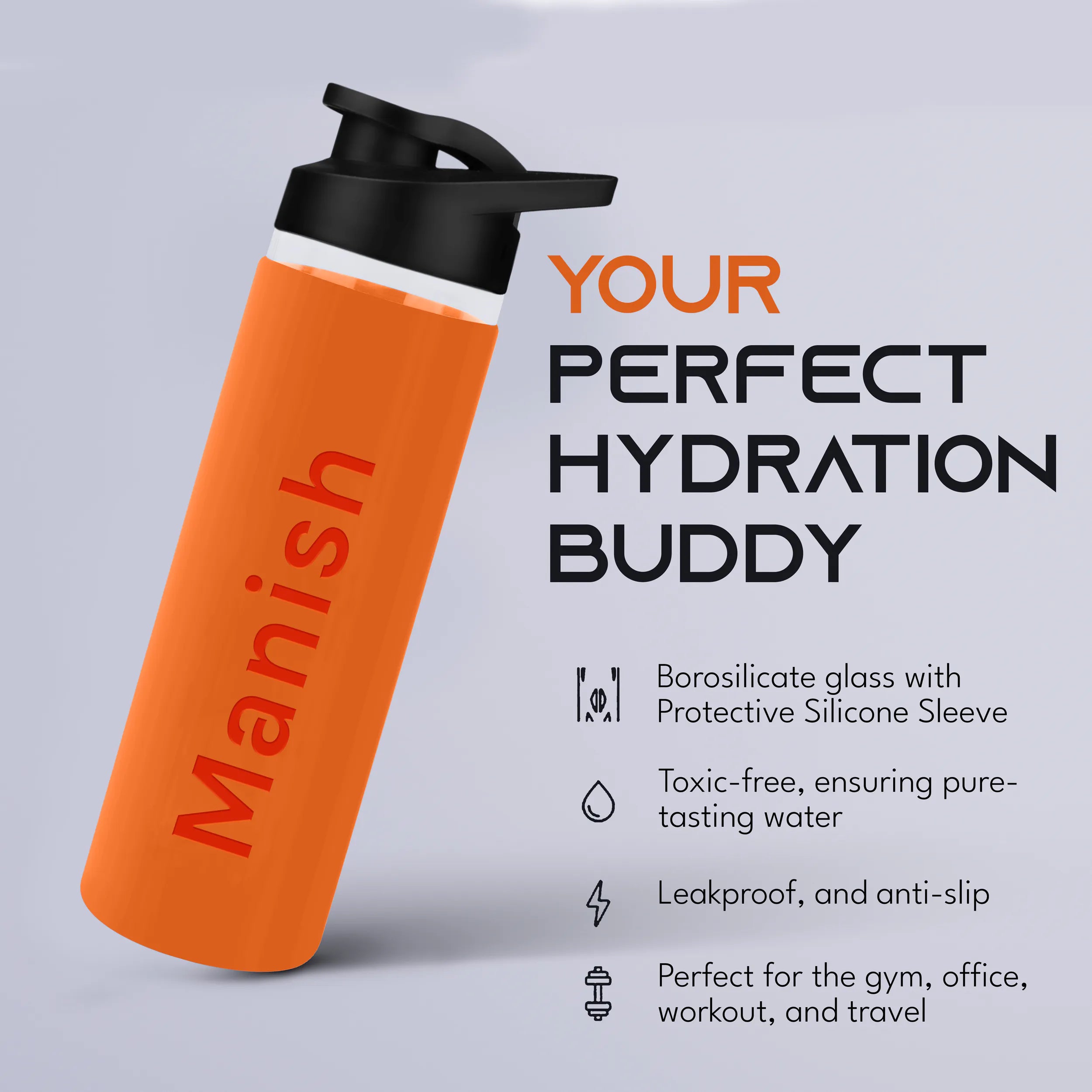 Personalized Pure Wrap Borosilicate Sipper Bottle - 750ML