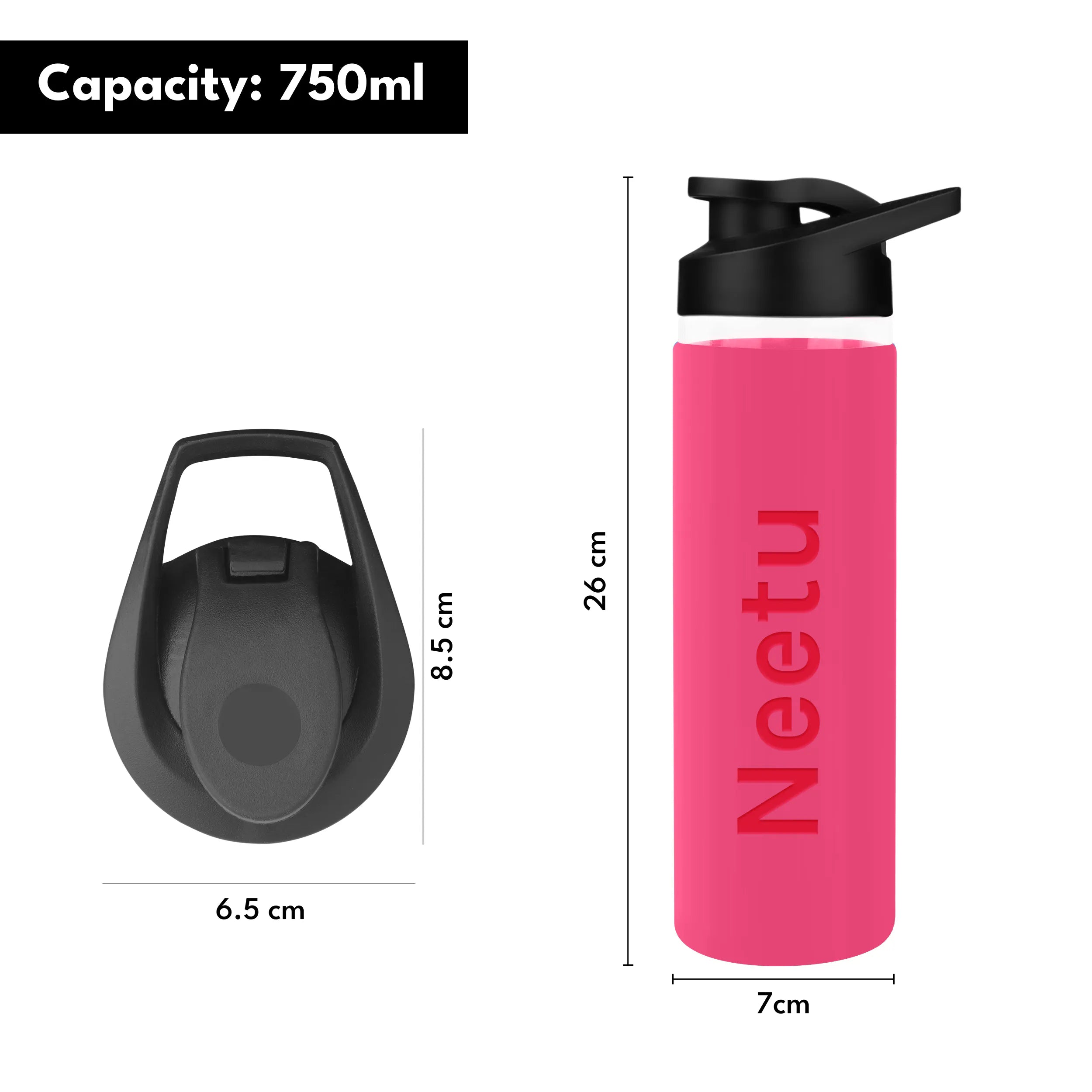Personalized Pure Wrap Borosilicate Sipper Bottle - 750ML