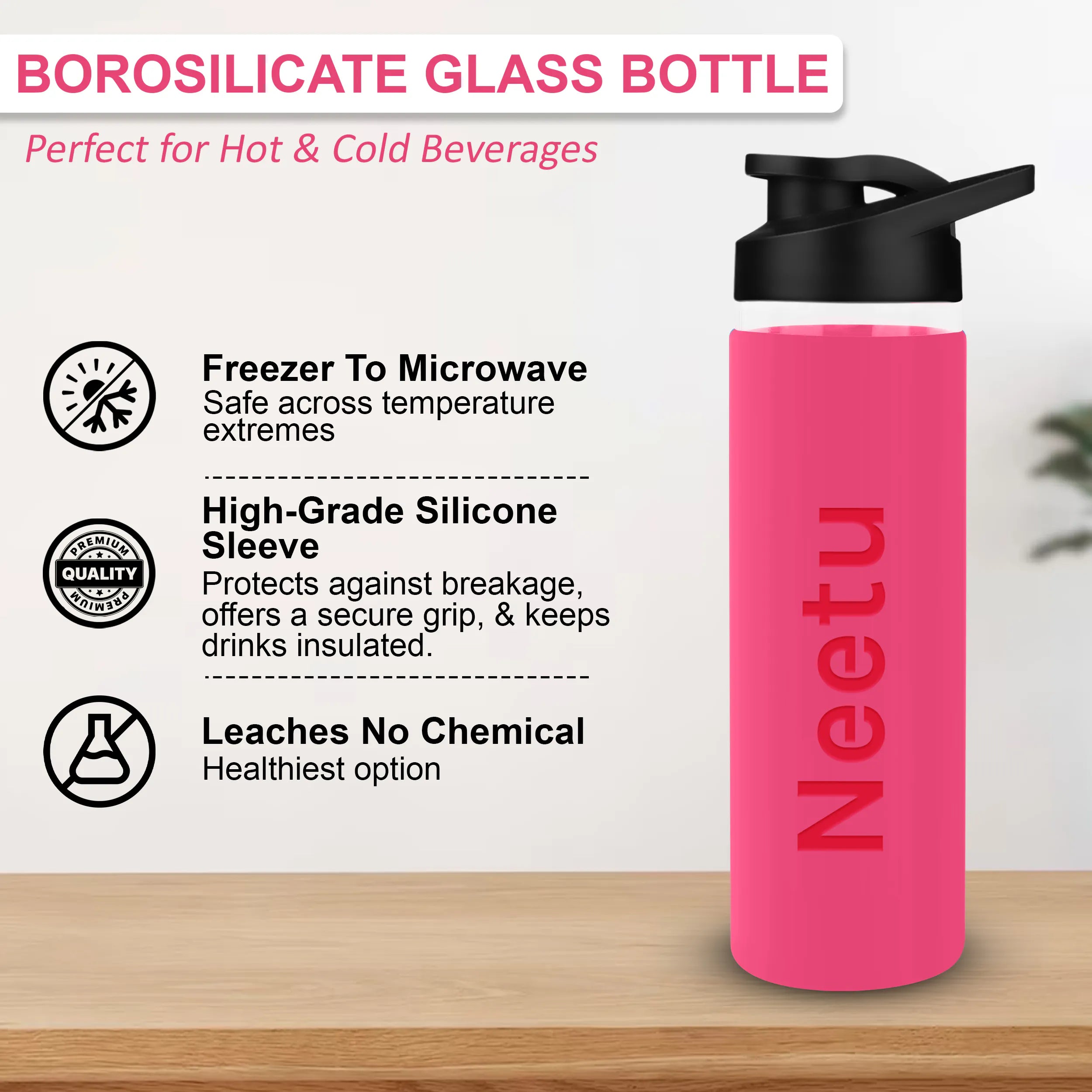 Personalized Pure Wrap Borosilicate Sipper Bottle - 750ML
