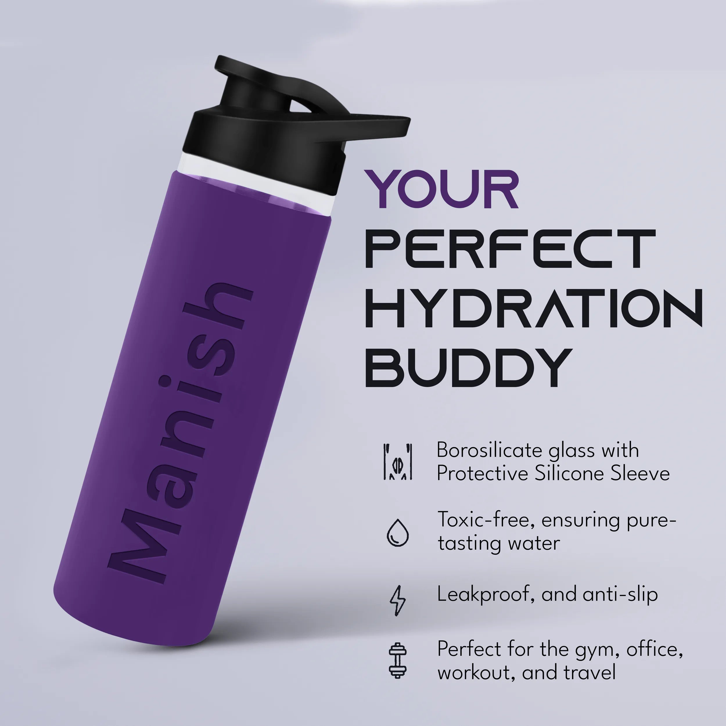 Personalized Pure Wrap Borosilicate Sipper Bottle - 750ML
