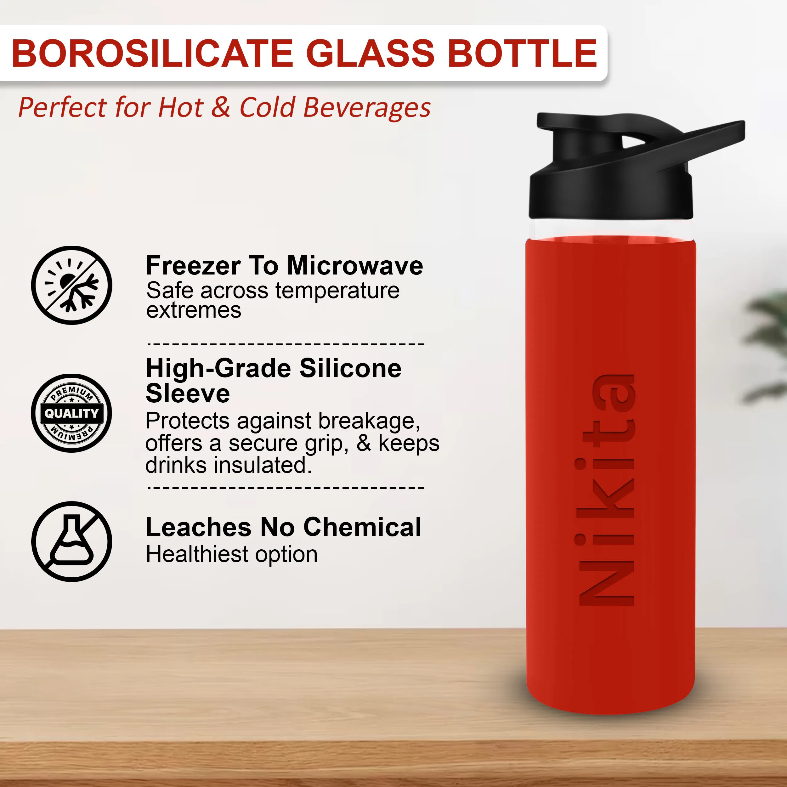 Personalized Pure Wrap Borosilicate Sipper Bottle - 750ML