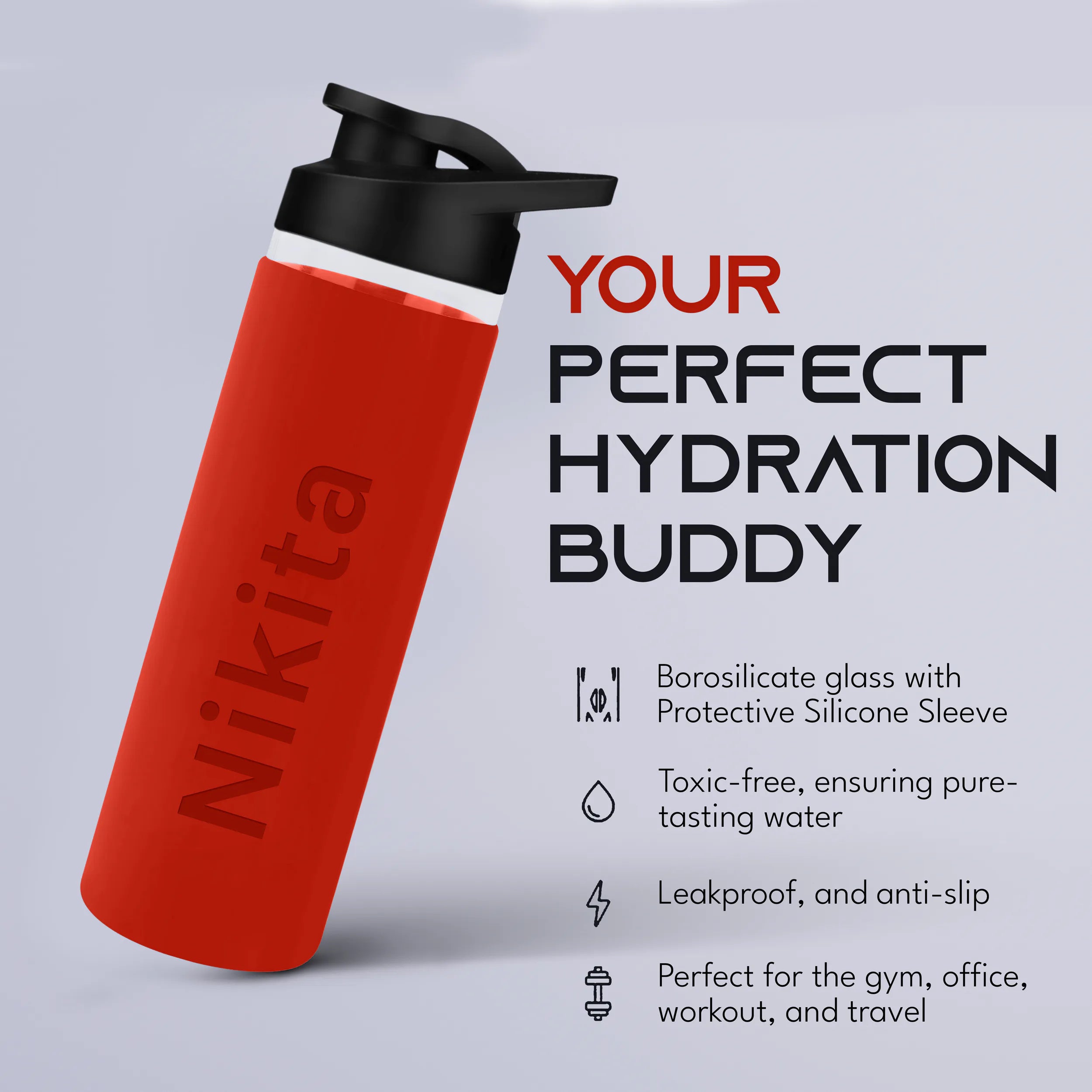 Personalized Pure Wrap Borosilicate Sipper Bottle - 750ML