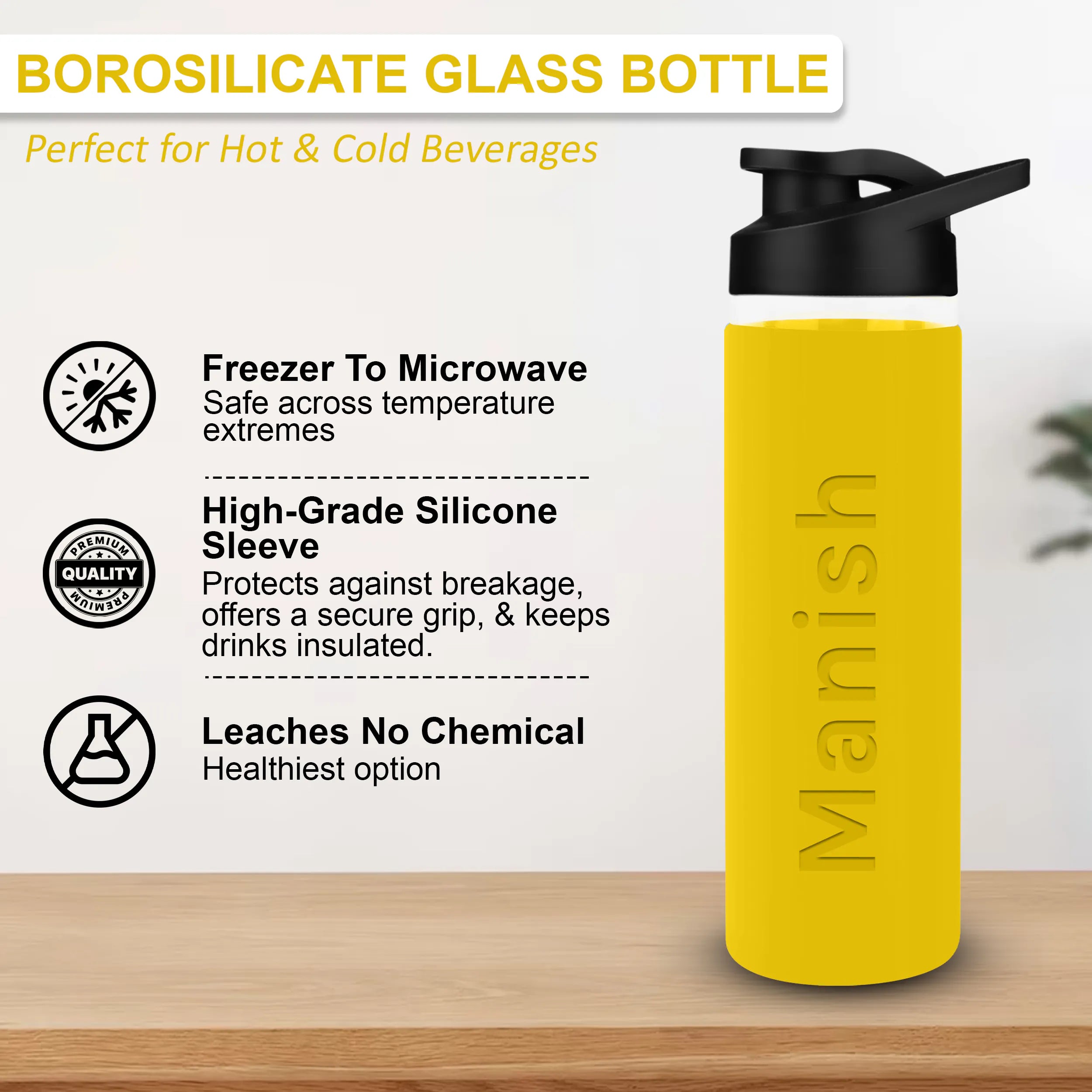 Personalized Pure Wrap Borosilicate Sipper Bottle - 750ML