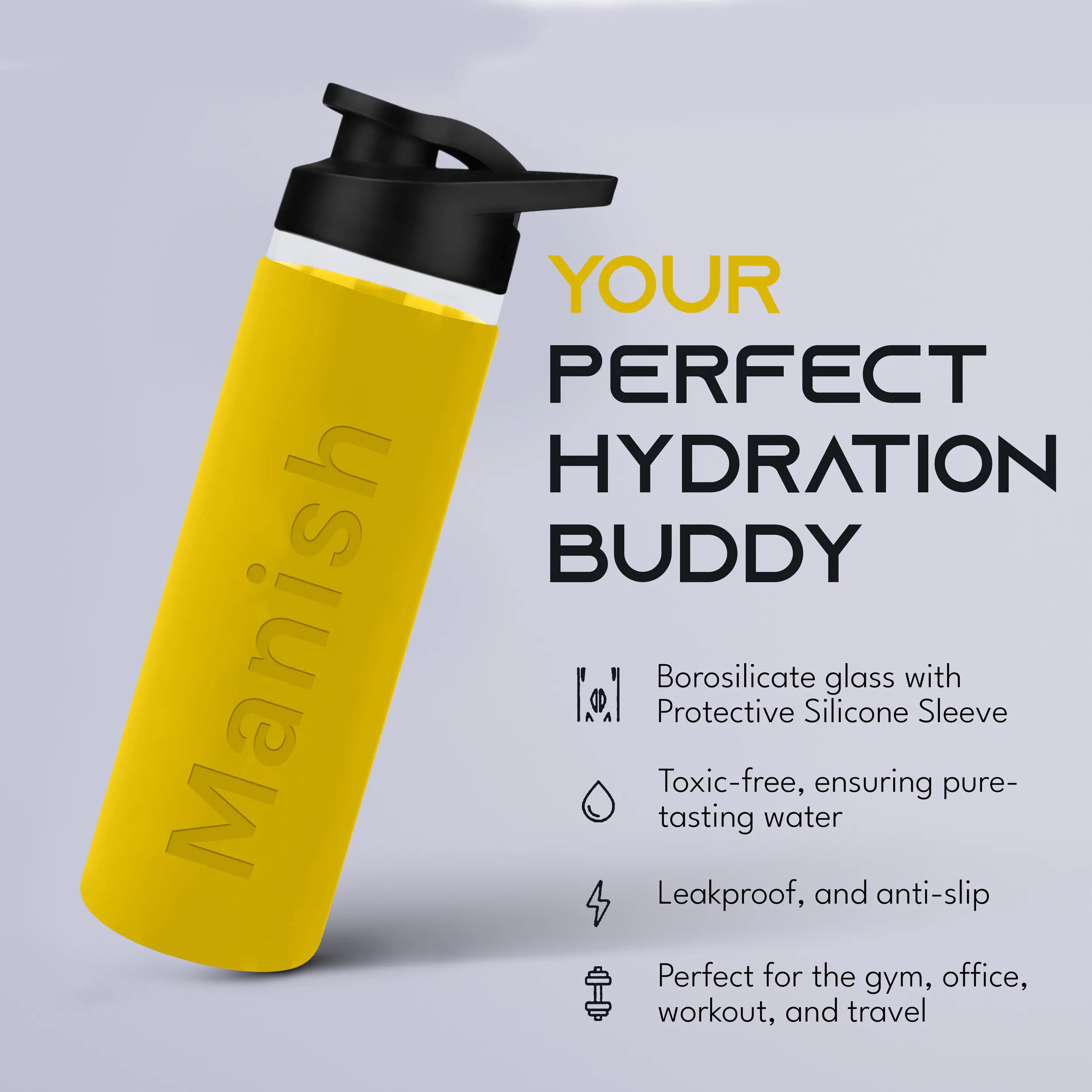 Personalized Pure Wrap Borosilicate Sipper Bottle - 750ML
