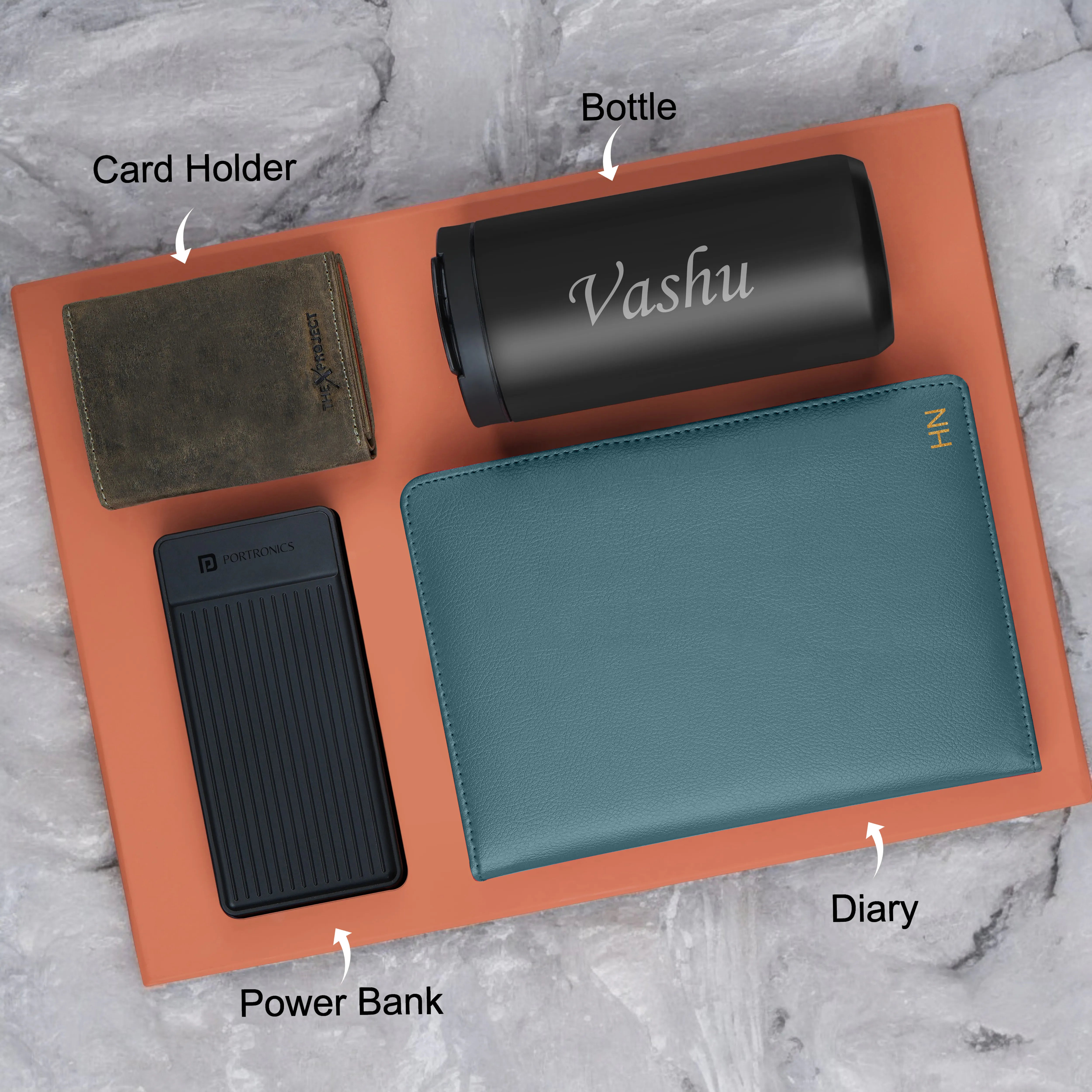 Diary Tumbler Cardholder And Power Bank Gift Hamper For Him