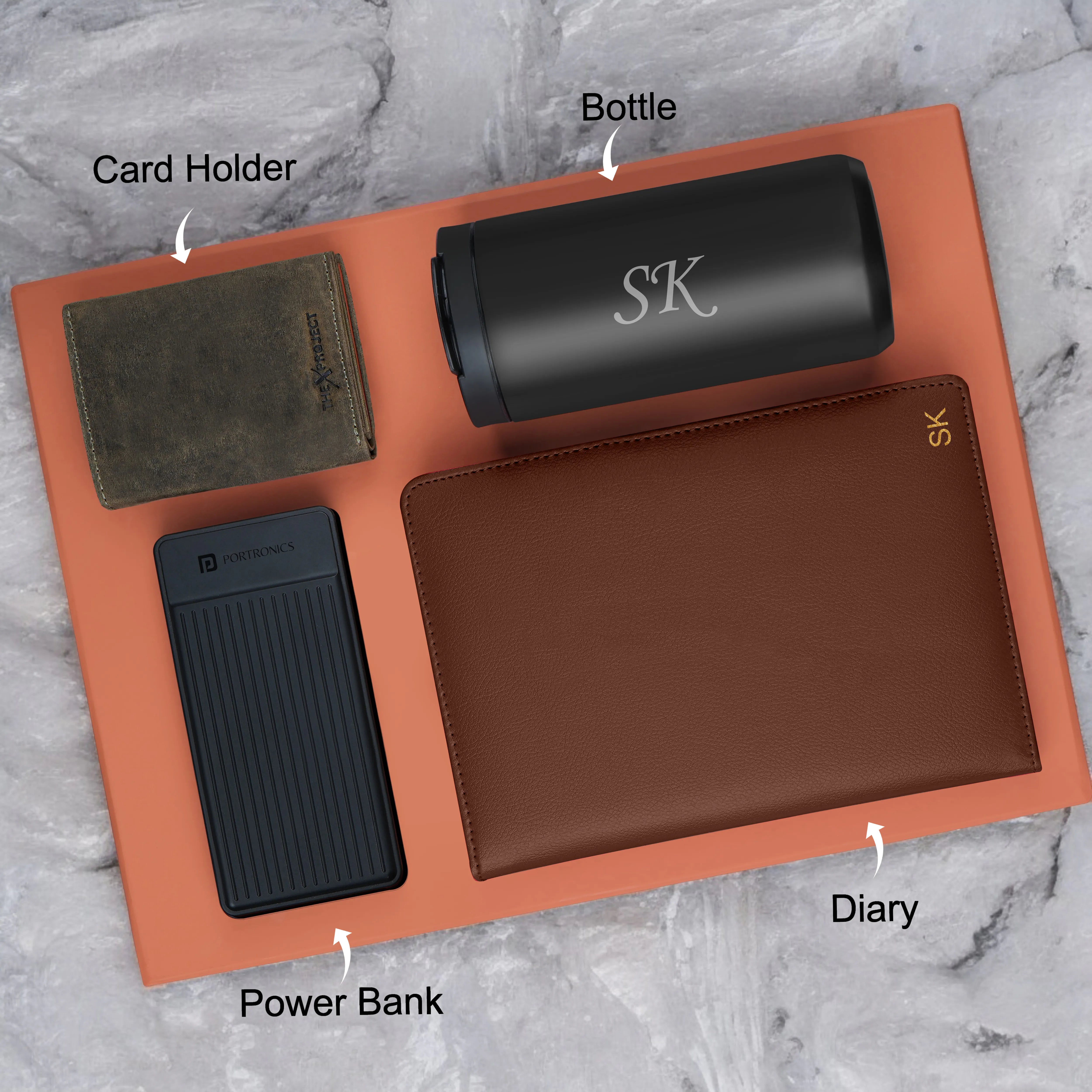 Diary Tumbler Cardholder And Power Bank Gift Hamper For Him