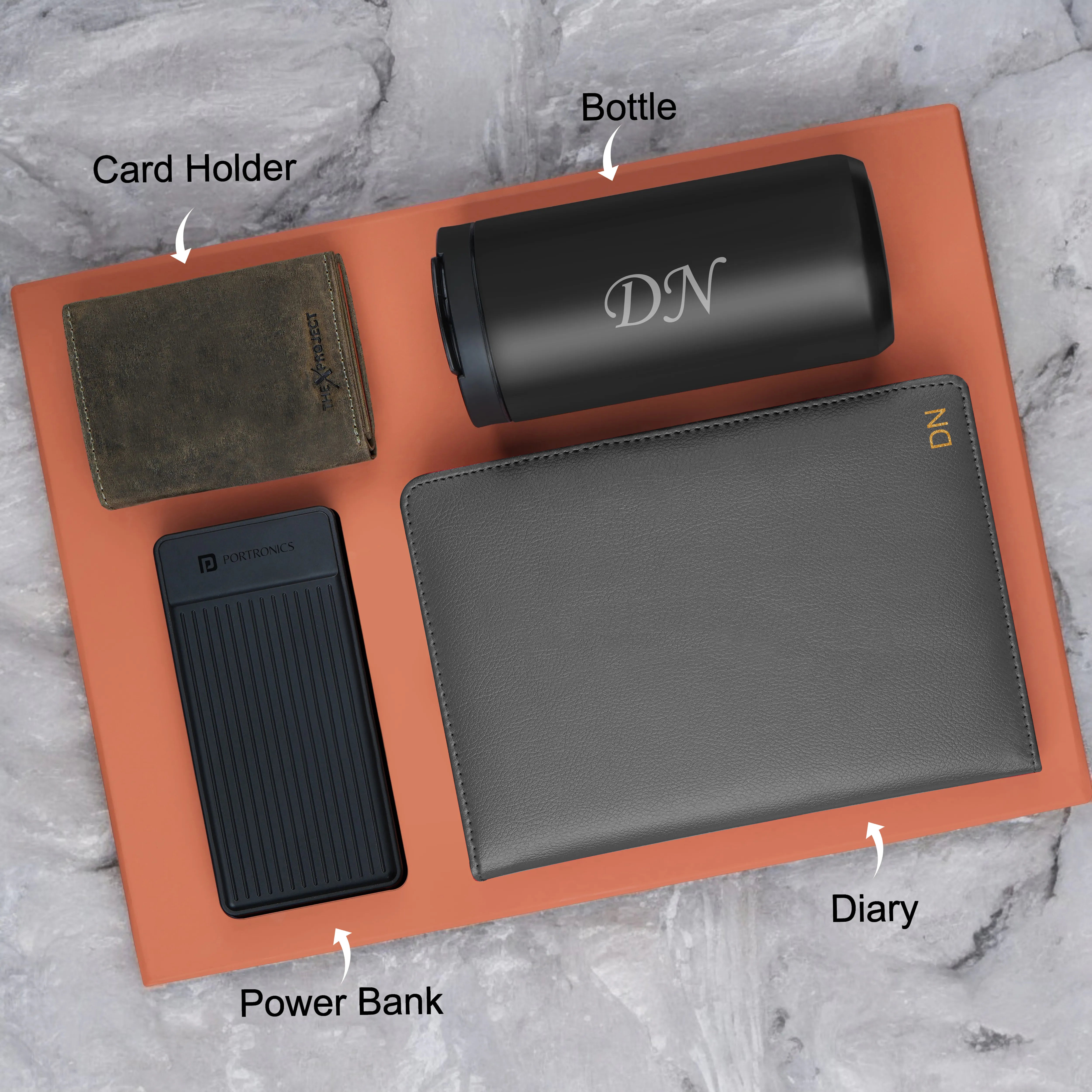 Diary Tumbler Cardholder And Power Bank Gift Hamper For Him