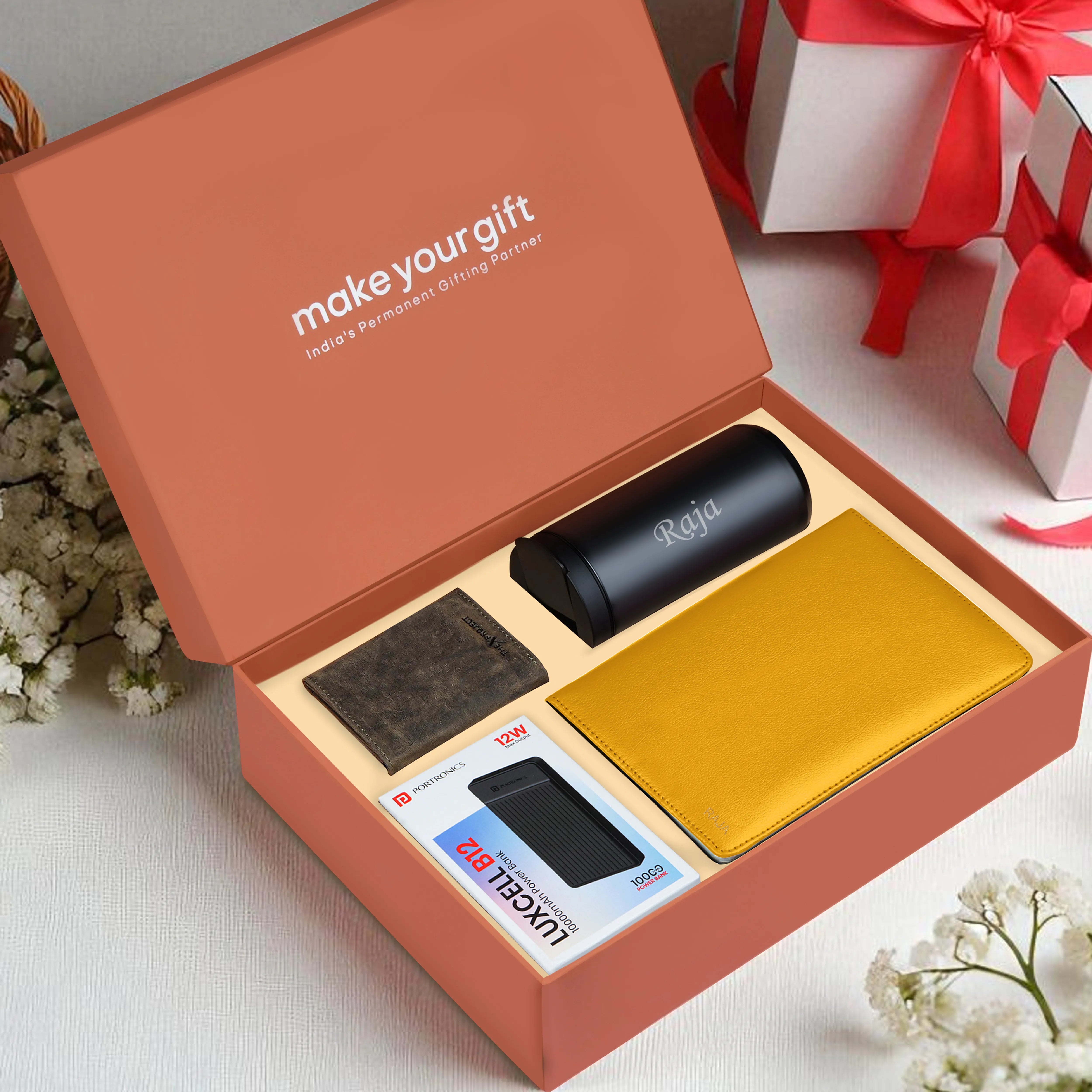 Diary Tumbler Cardholder And Power Bank Gift Hamper For Him