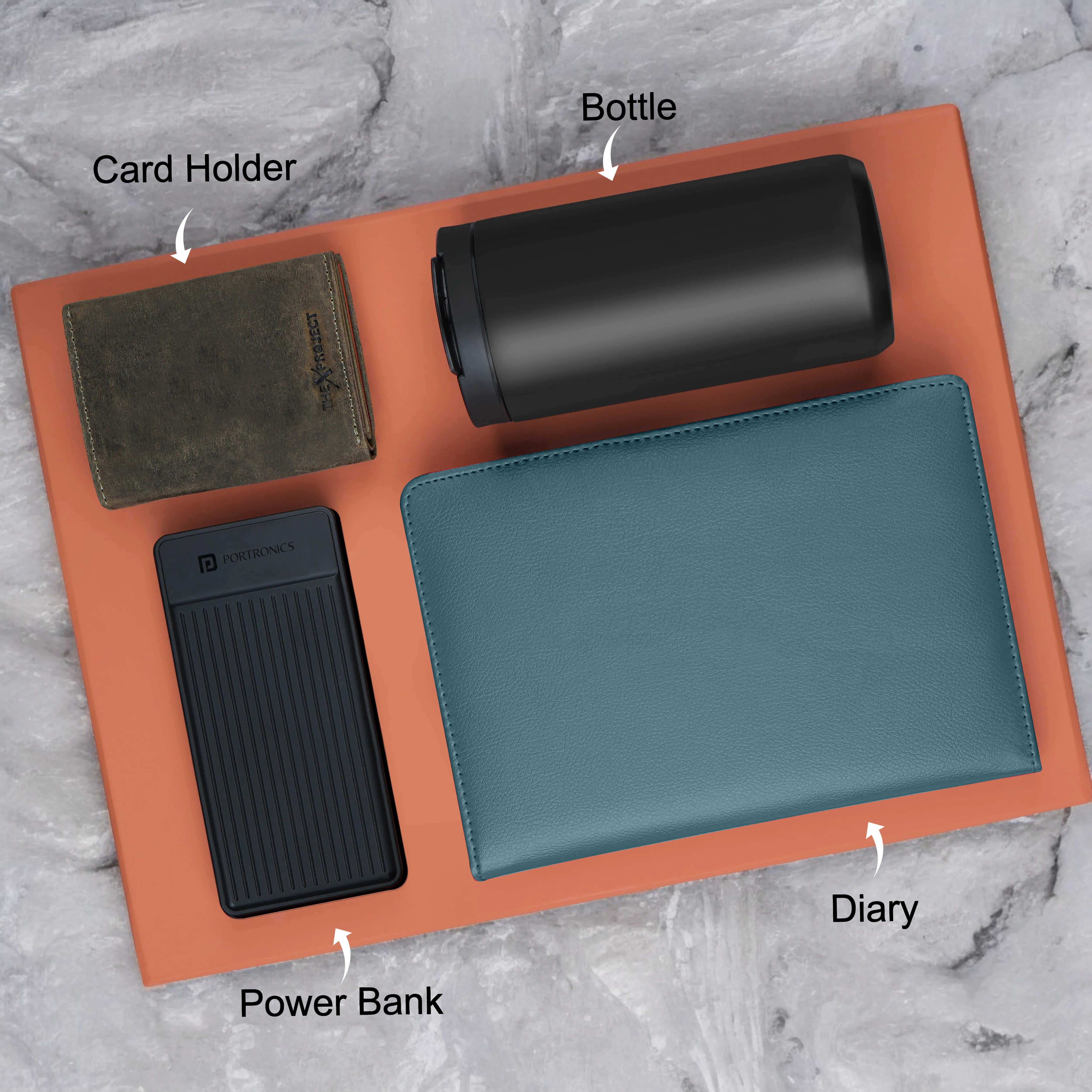 Diary Tumbler Cardholder And Power Bank Gift Hamper For Him