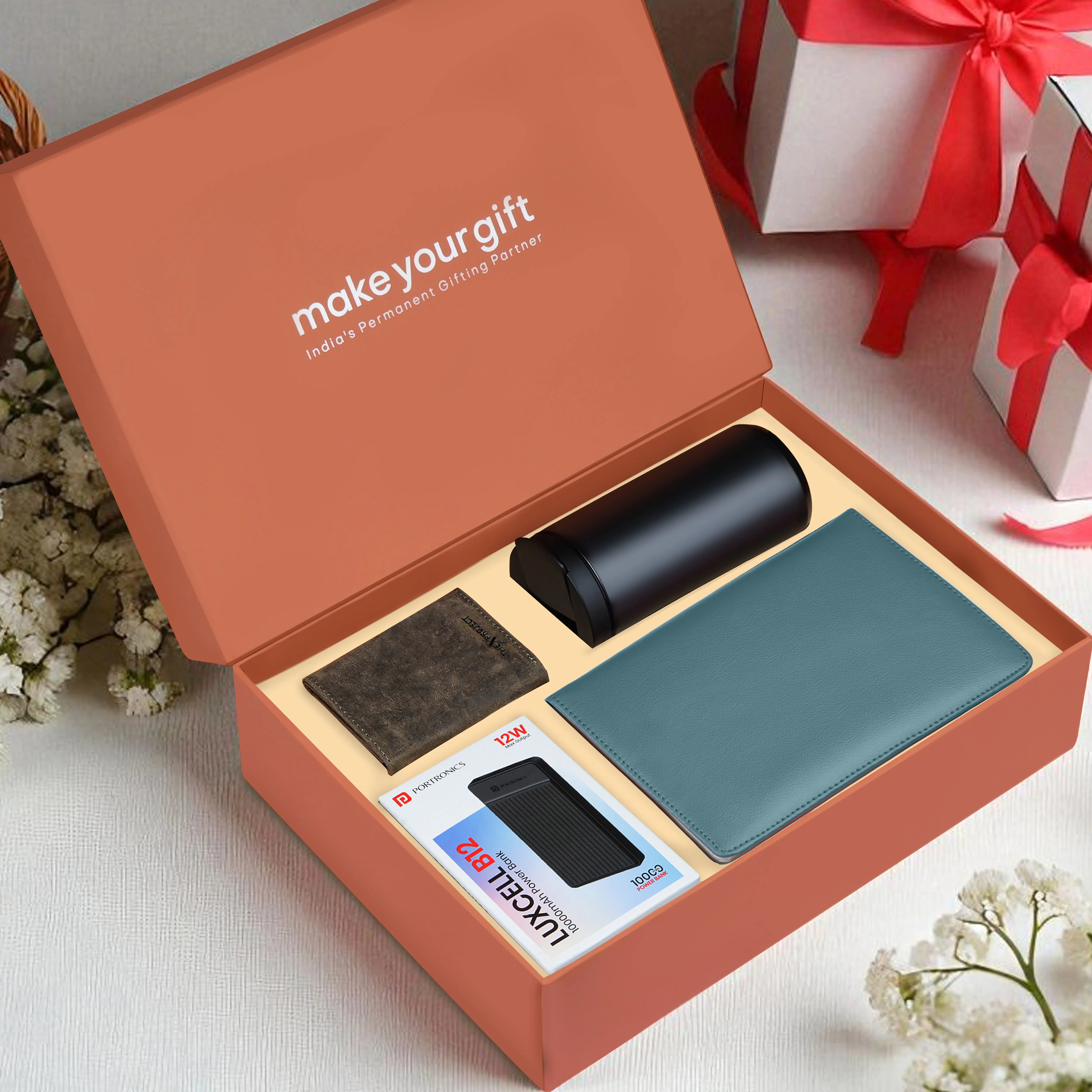 Diary Tumbler Cardholder And Power Bank Gift Hamper For Him
