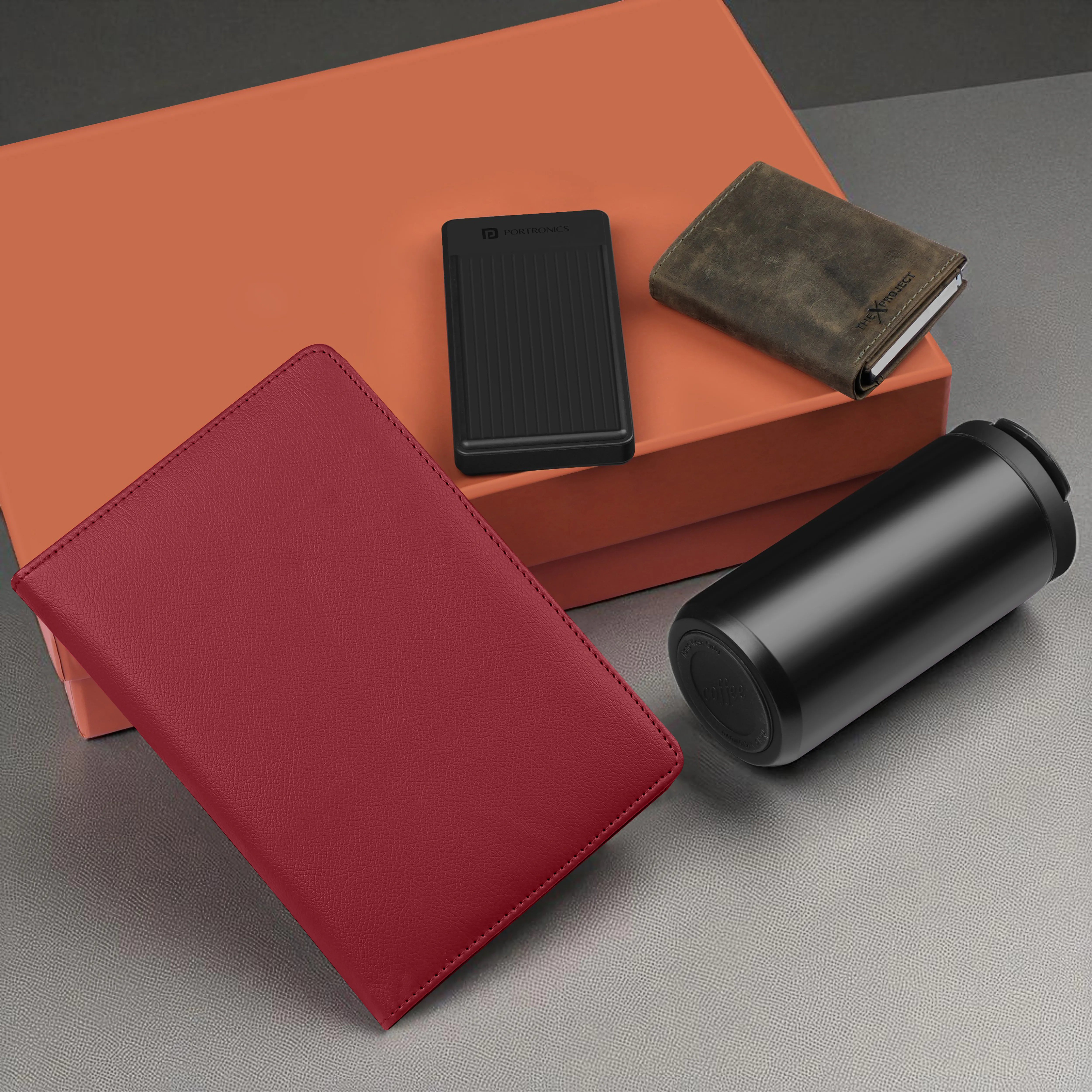 Diary Tumbler Cardholder And Power Bank Gift Hamper For Him