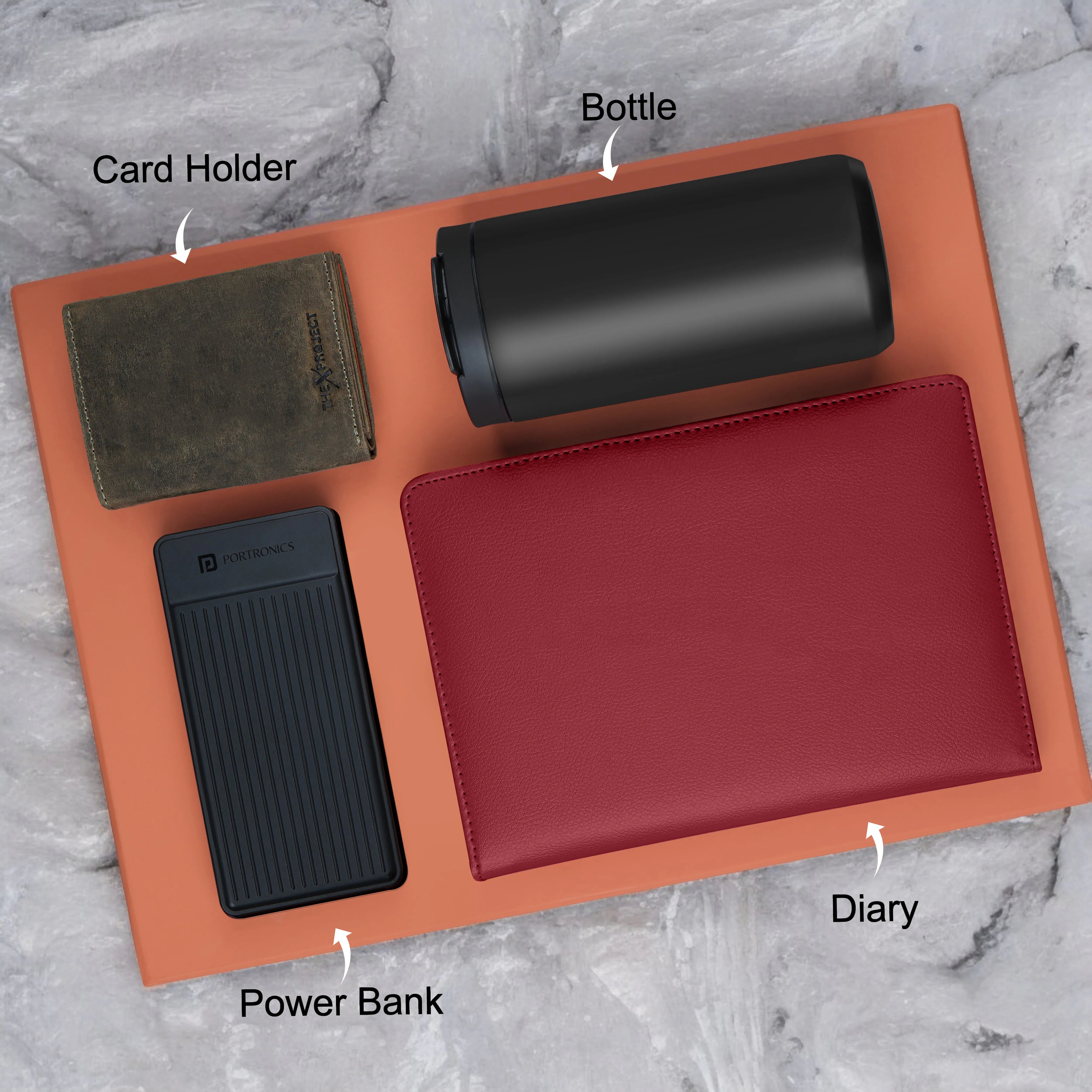 Diary Tumbler Cardholder And Power Bank Gift Hamper For Him