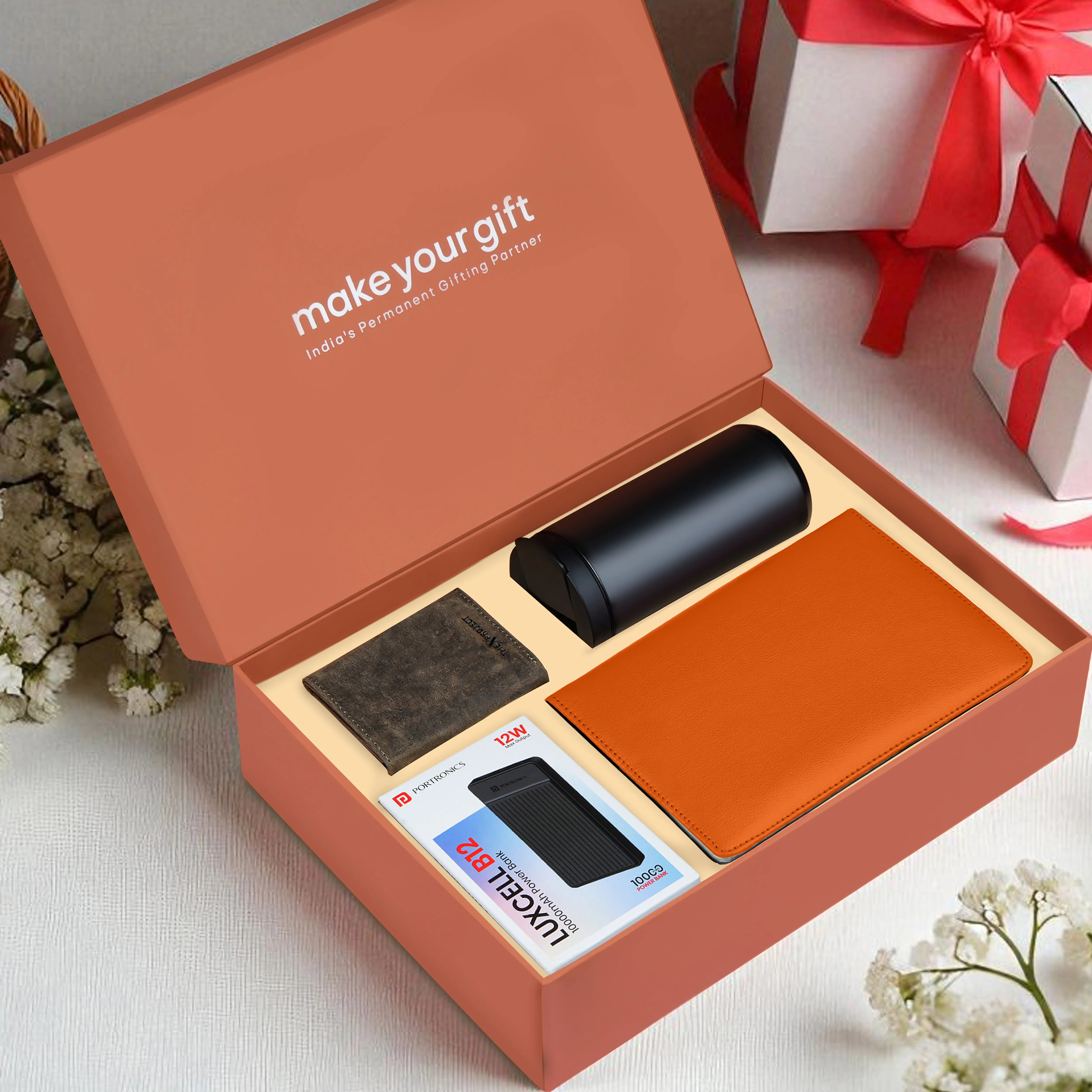Diary Tumbler Cardholder And Power Bank Gift Hamper For Him