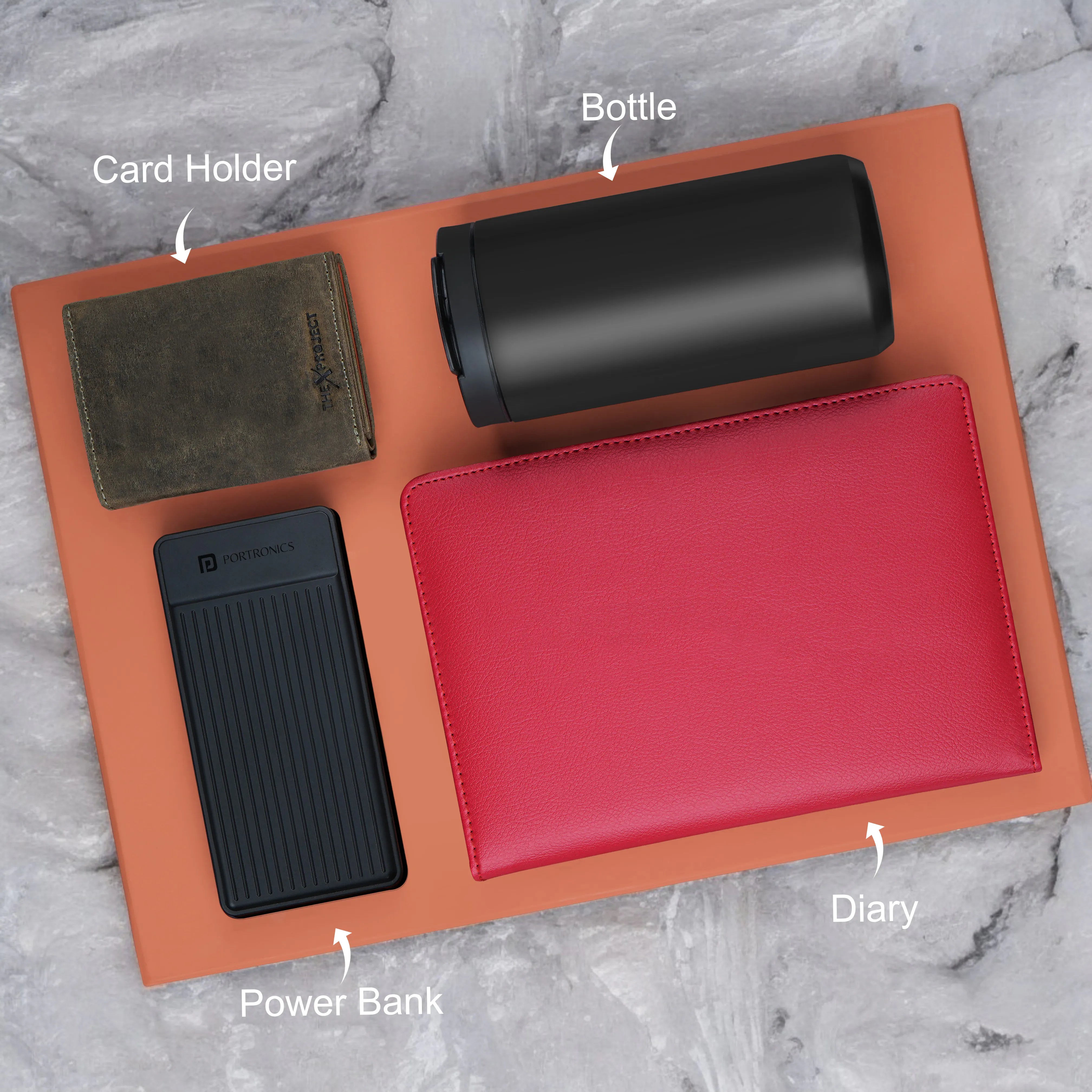Diary Tumbler Cardholder And Power Bank Gift Hamper For Him