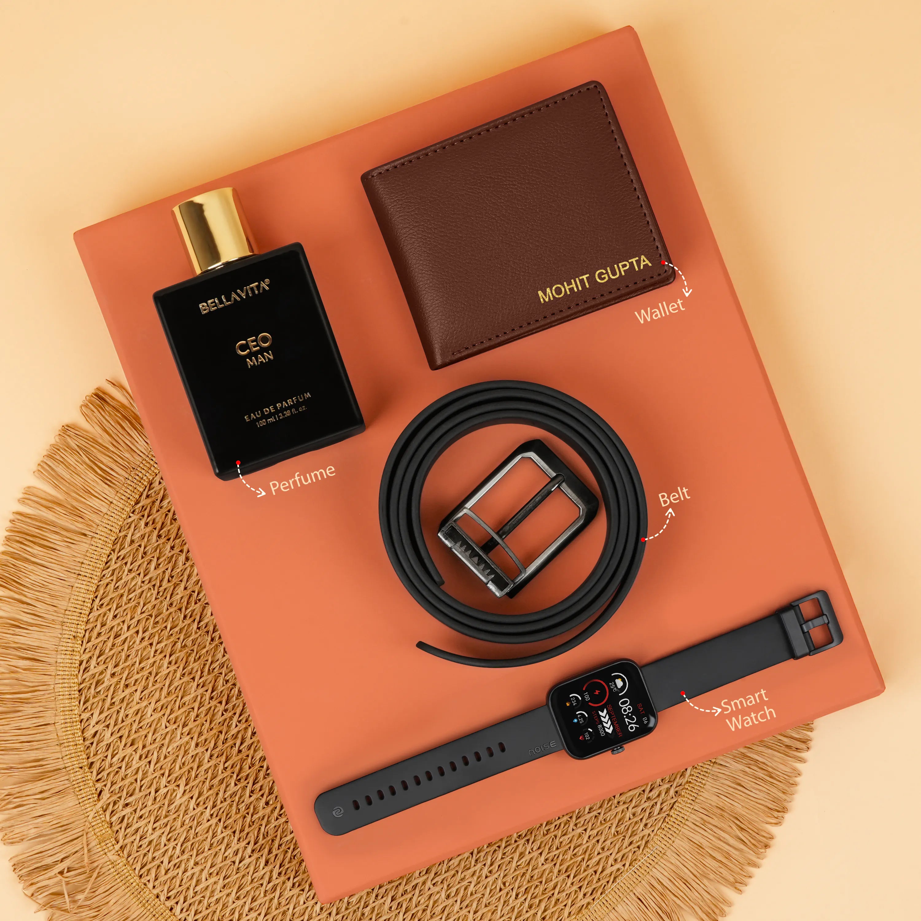 Wallet Belt Perfume And Smartwatch Gift Hamper