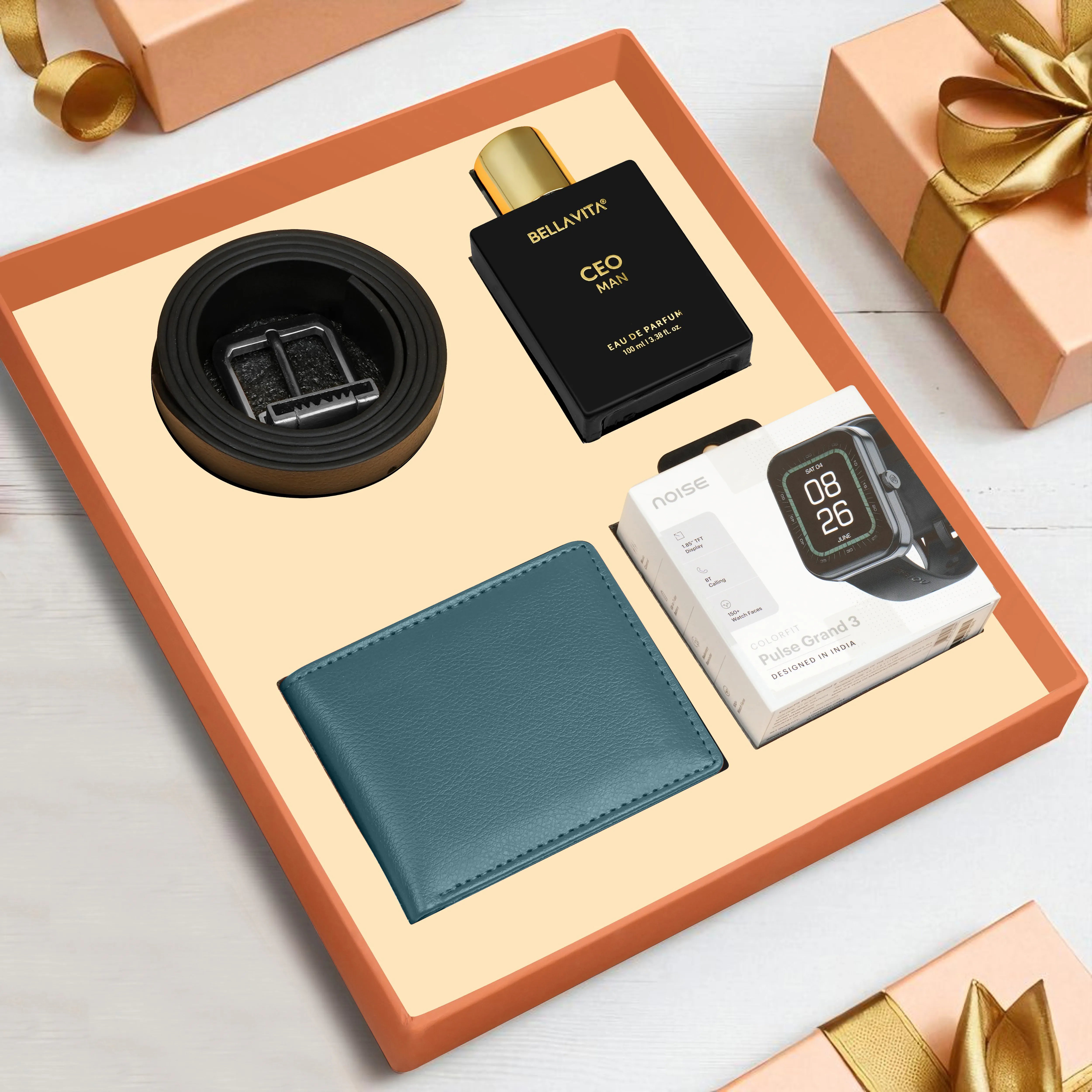 Wallet Belt Perfume And Smartwatch Gift Hamper