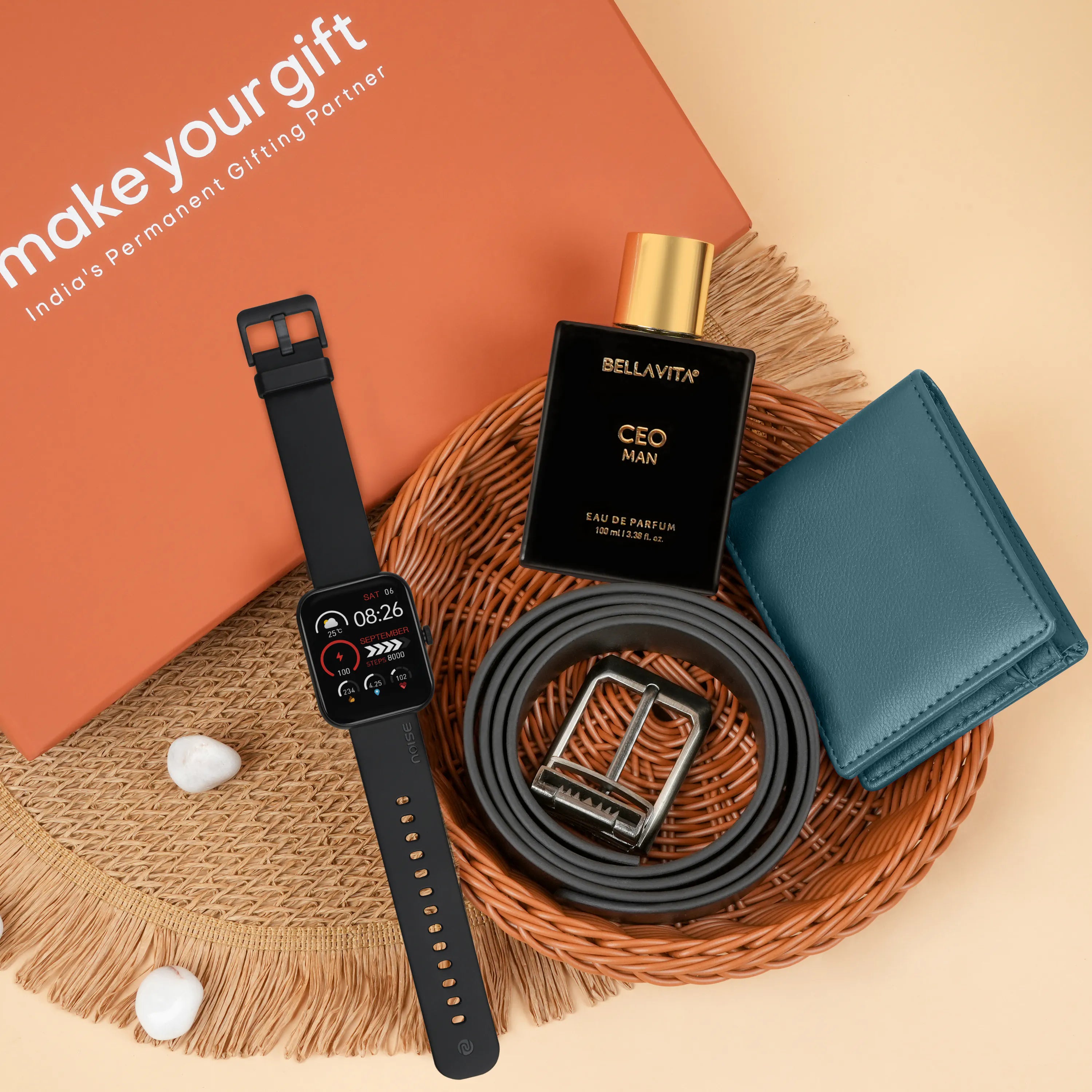 Wallet Belt Perfume And Smartwatch Gift Hamper